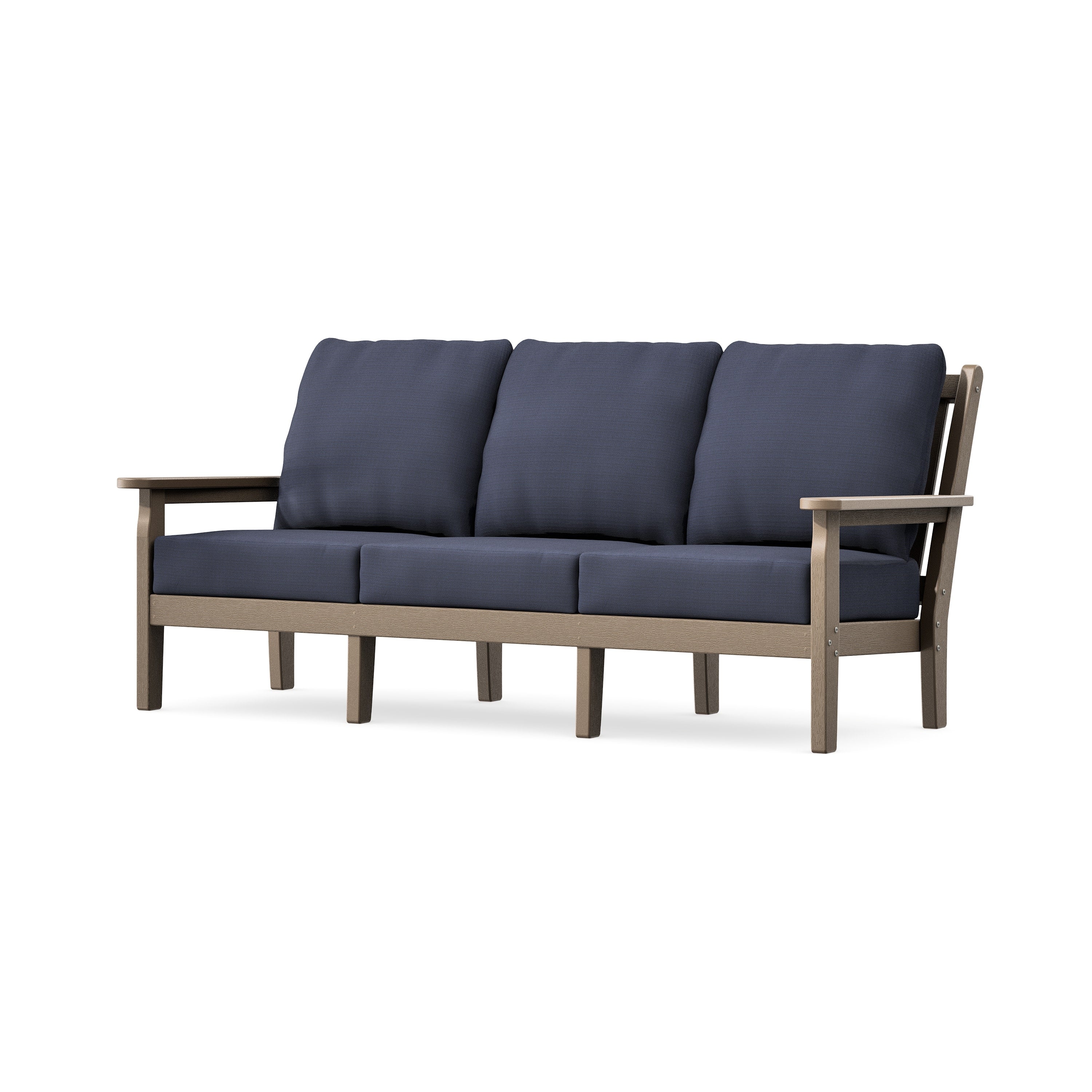 Chippendale Deep Seating Sofa in Vintage Sahara / Navy Linen