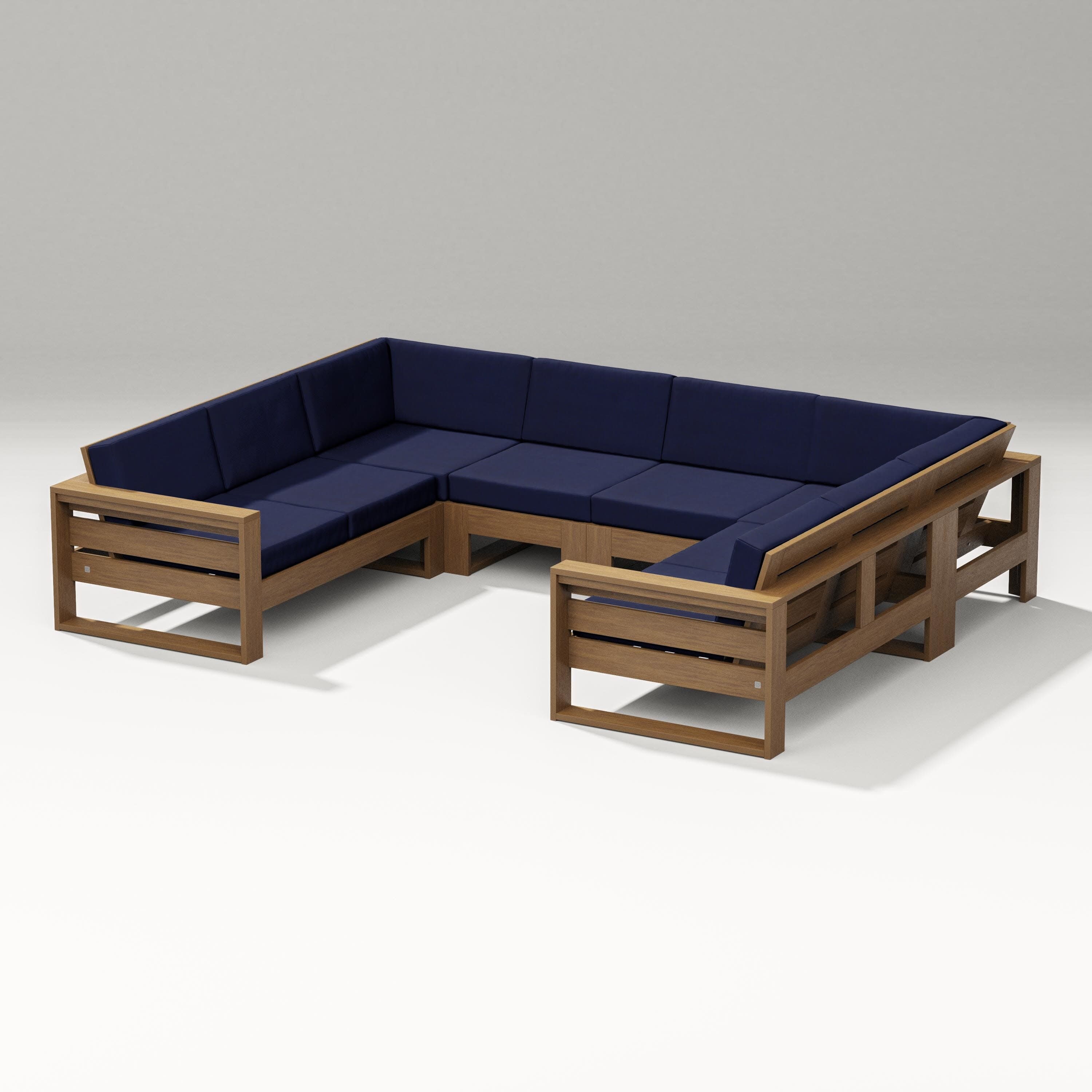Latitude U-Shaped Sectional in Natural / Navy