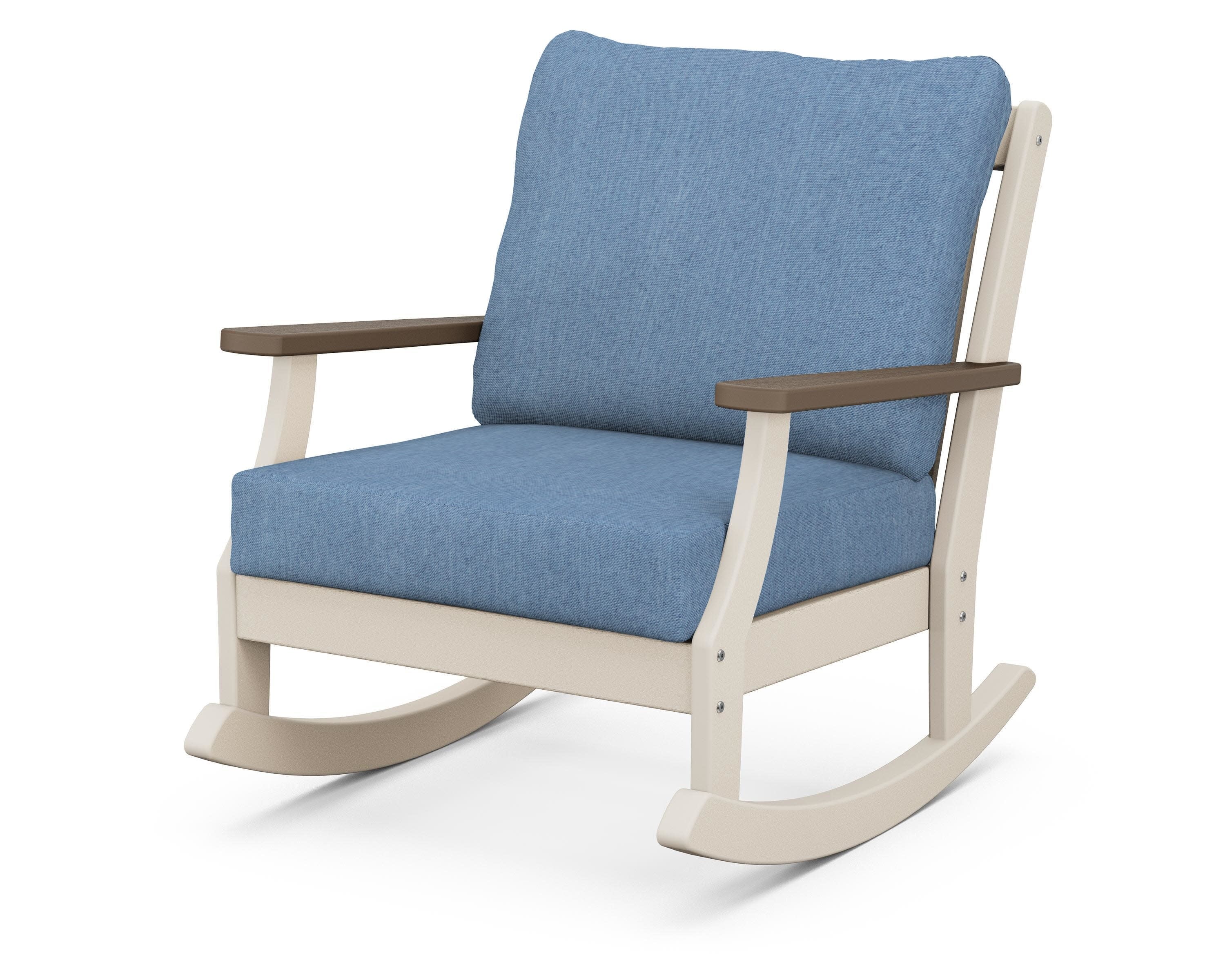 Braxton Deep Seating Rocking Chair in Sand / Kona / Sky Blue