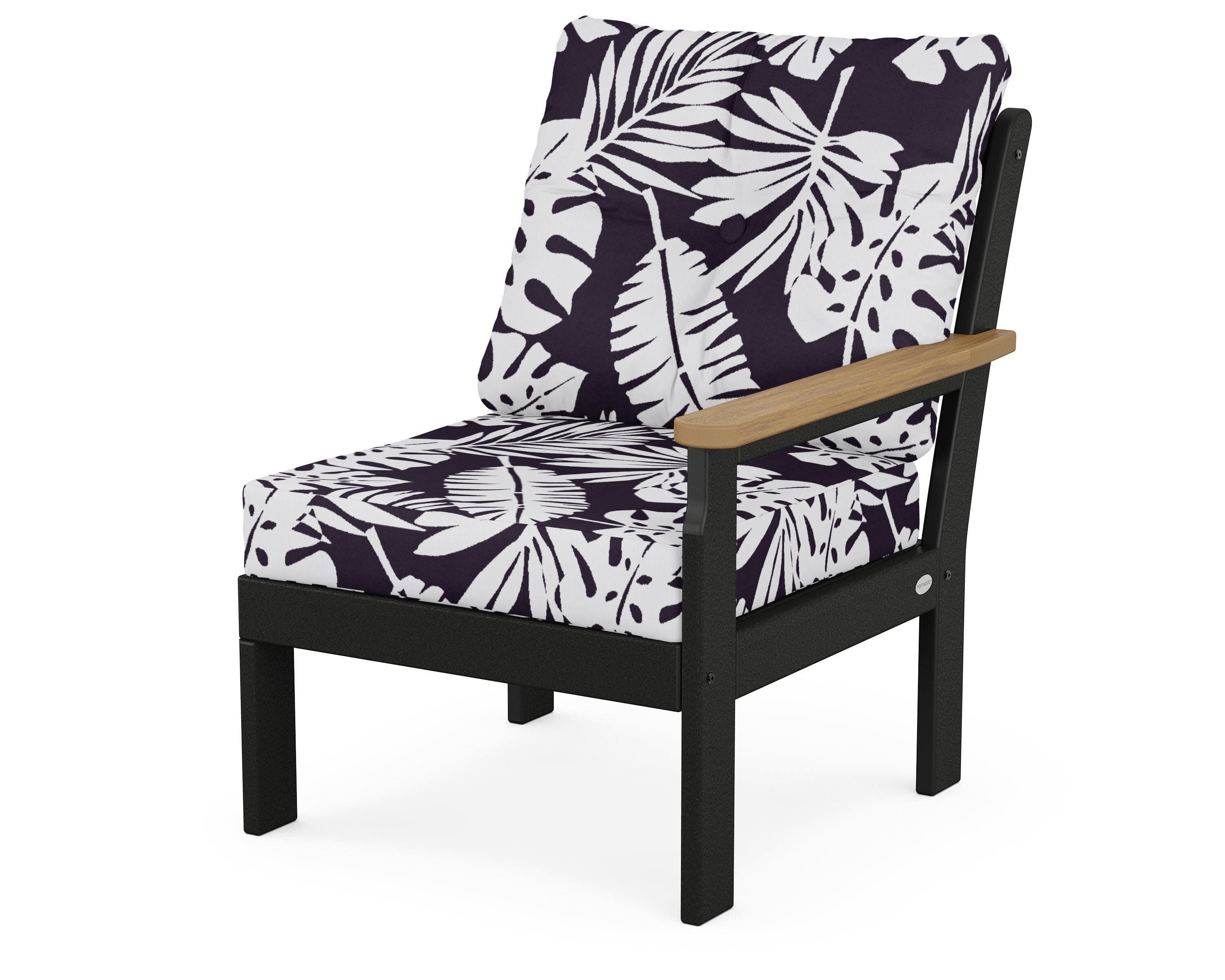 Vineyard Modular Right Arm Chair in Black / Natural / Leaf Navy