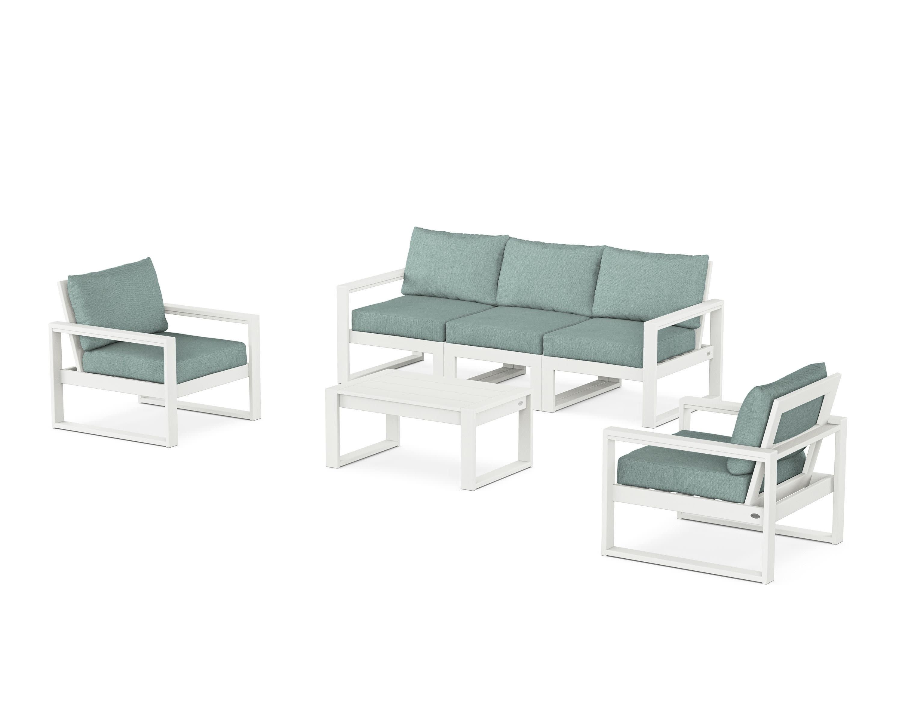 EDGE Sectional 4-Piece Deep Seating Set with Sofa in Vintage White / Glacier Spa
