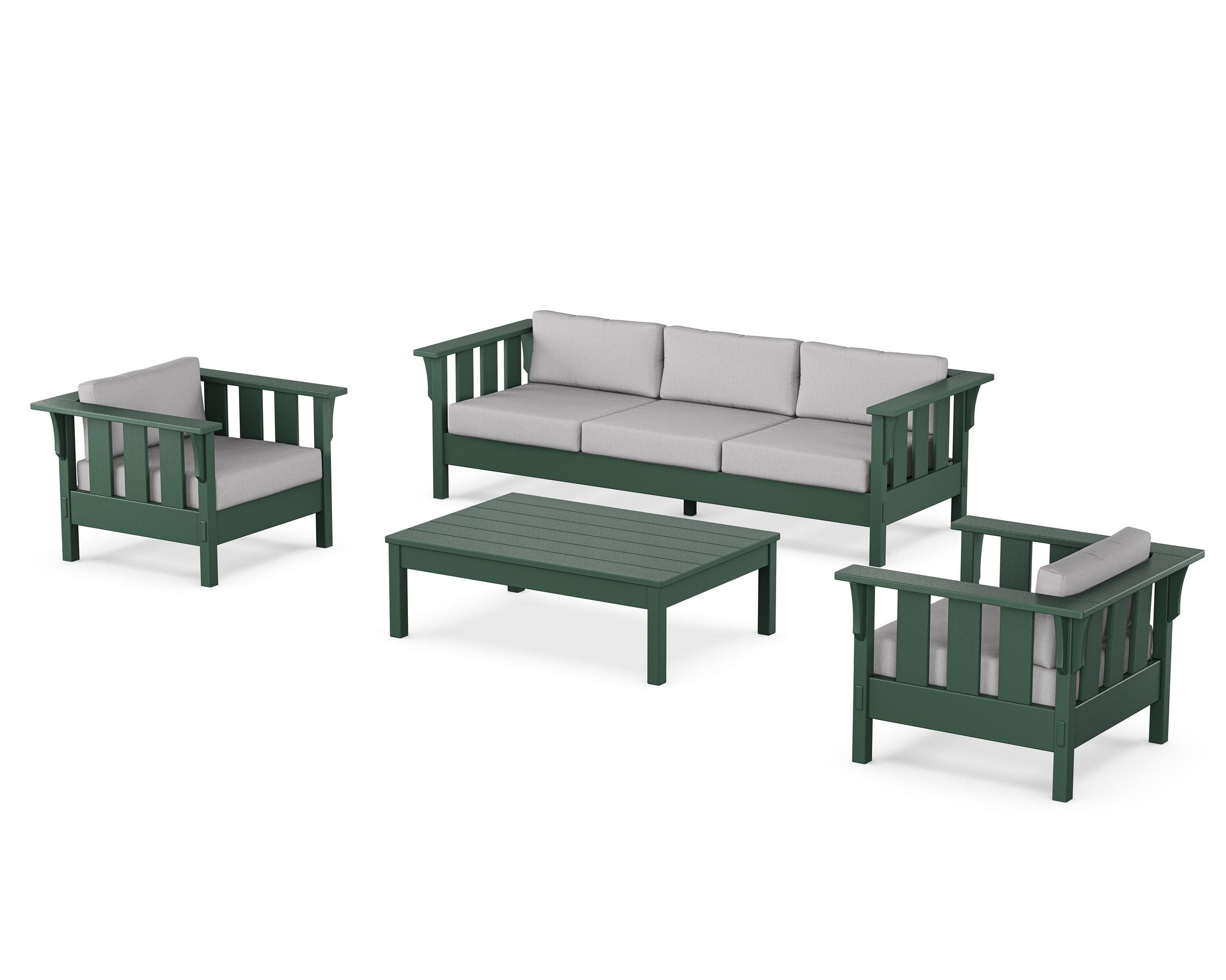 Acadia 4-Piece Deep Seating Set with Sofa in Green / Granite