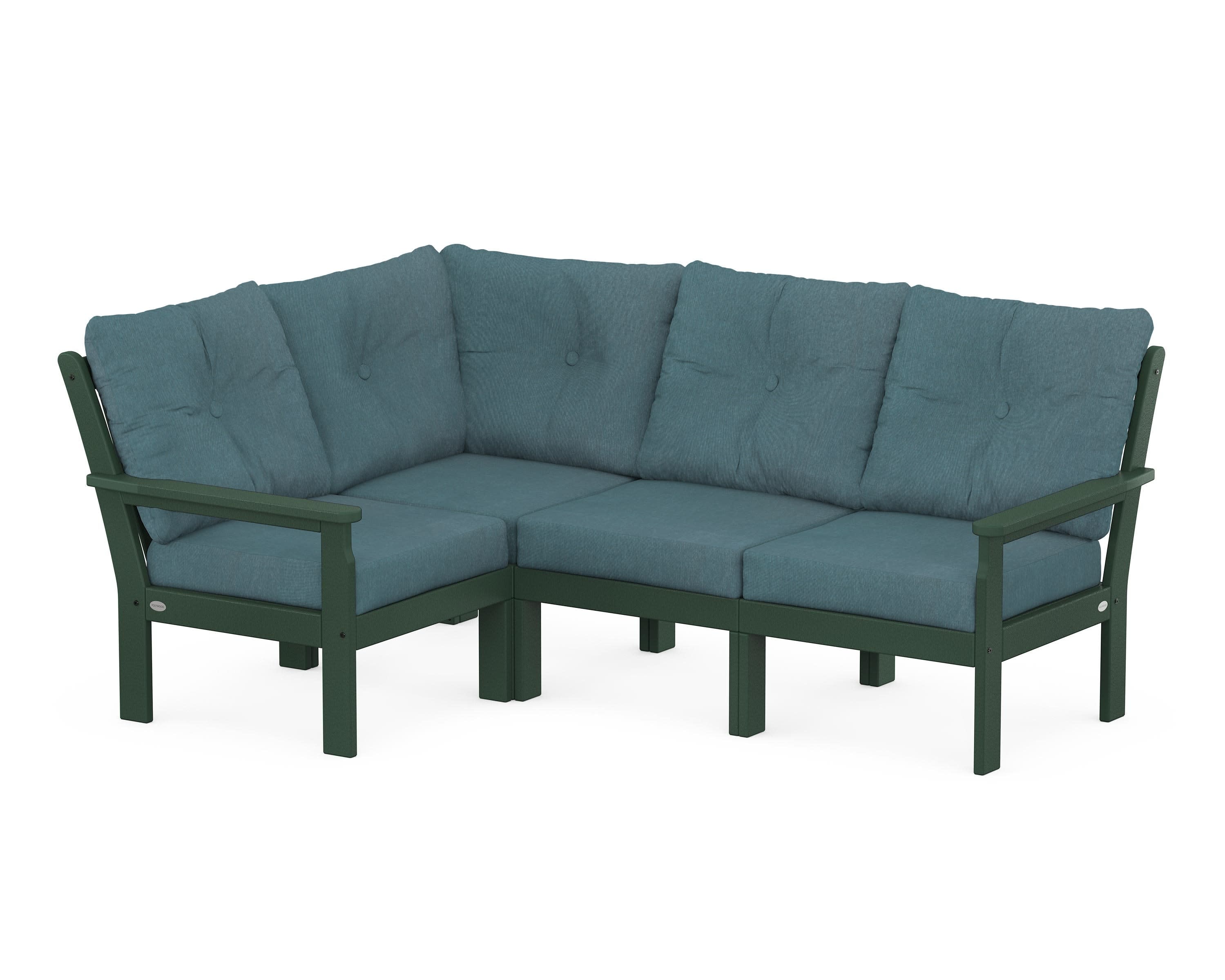Vineyard 4-Piece Sectional in Green / Ocean Teal