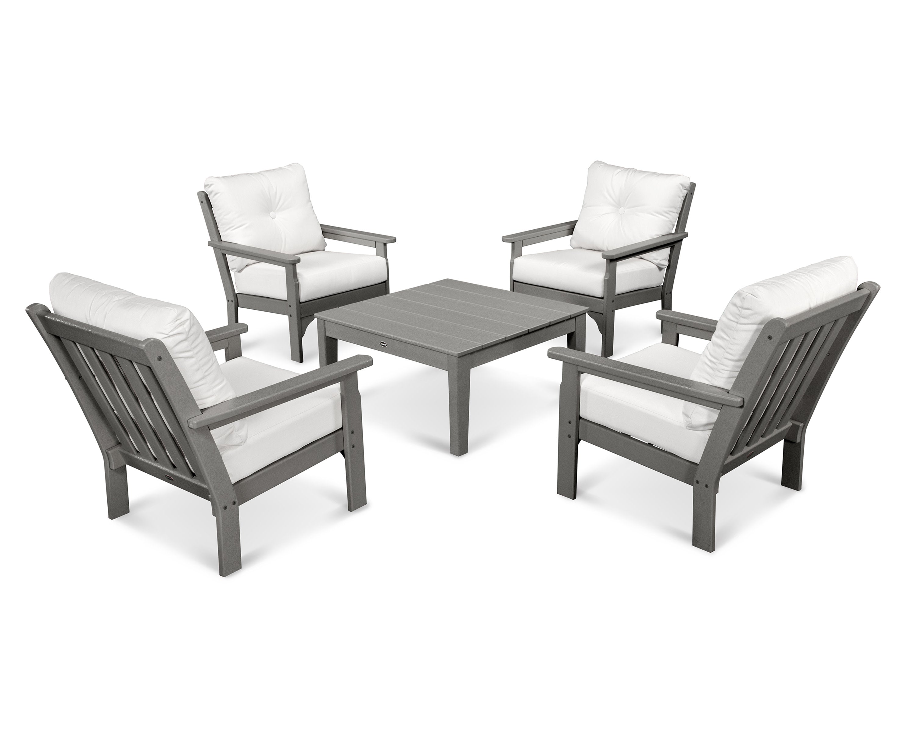 Vineyard 5-Piece Deep Seating Conversation Set in Slate Grey / Natural