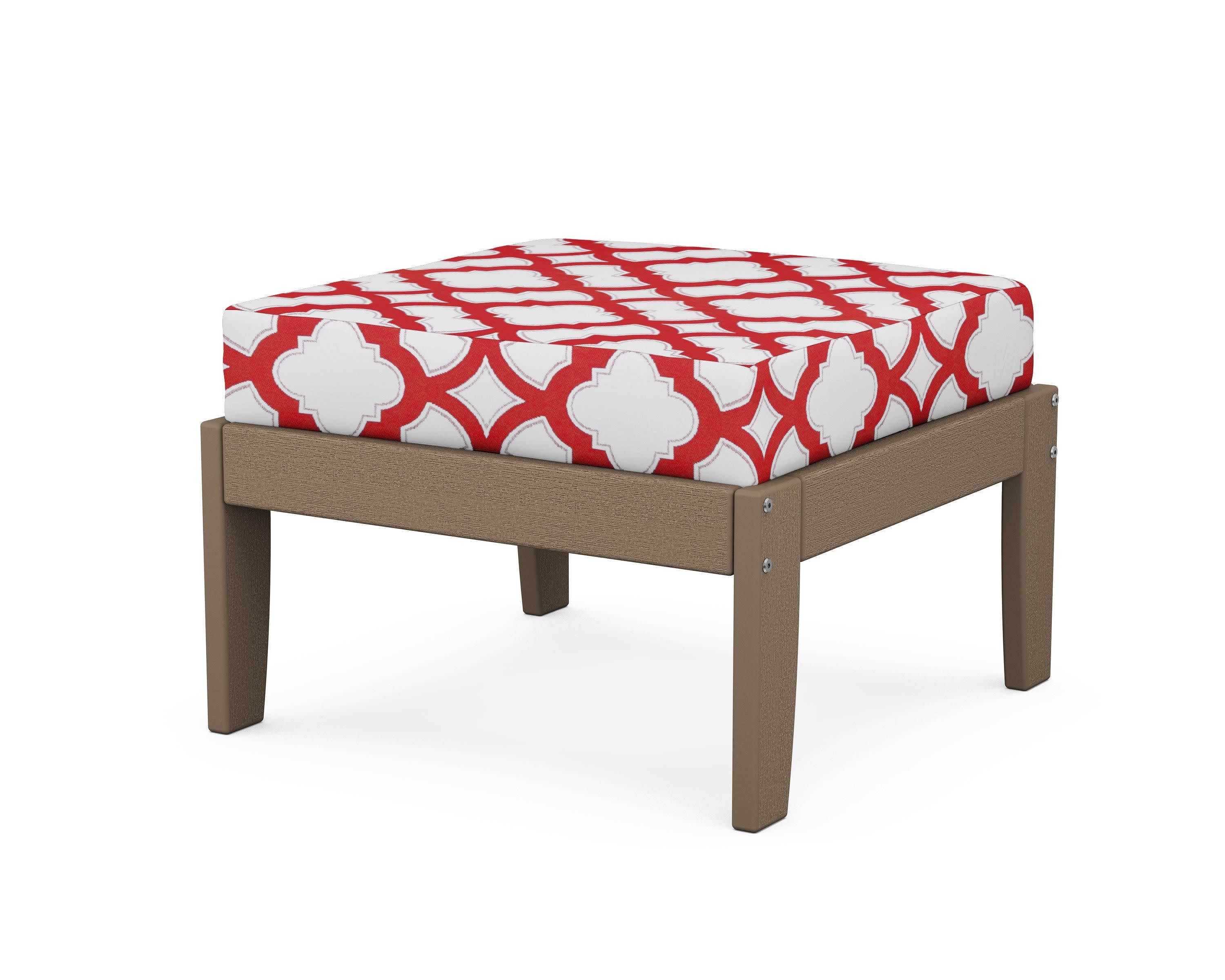 Modular Ottoman - Classic in Vintage Sahara / Trellis Crimson