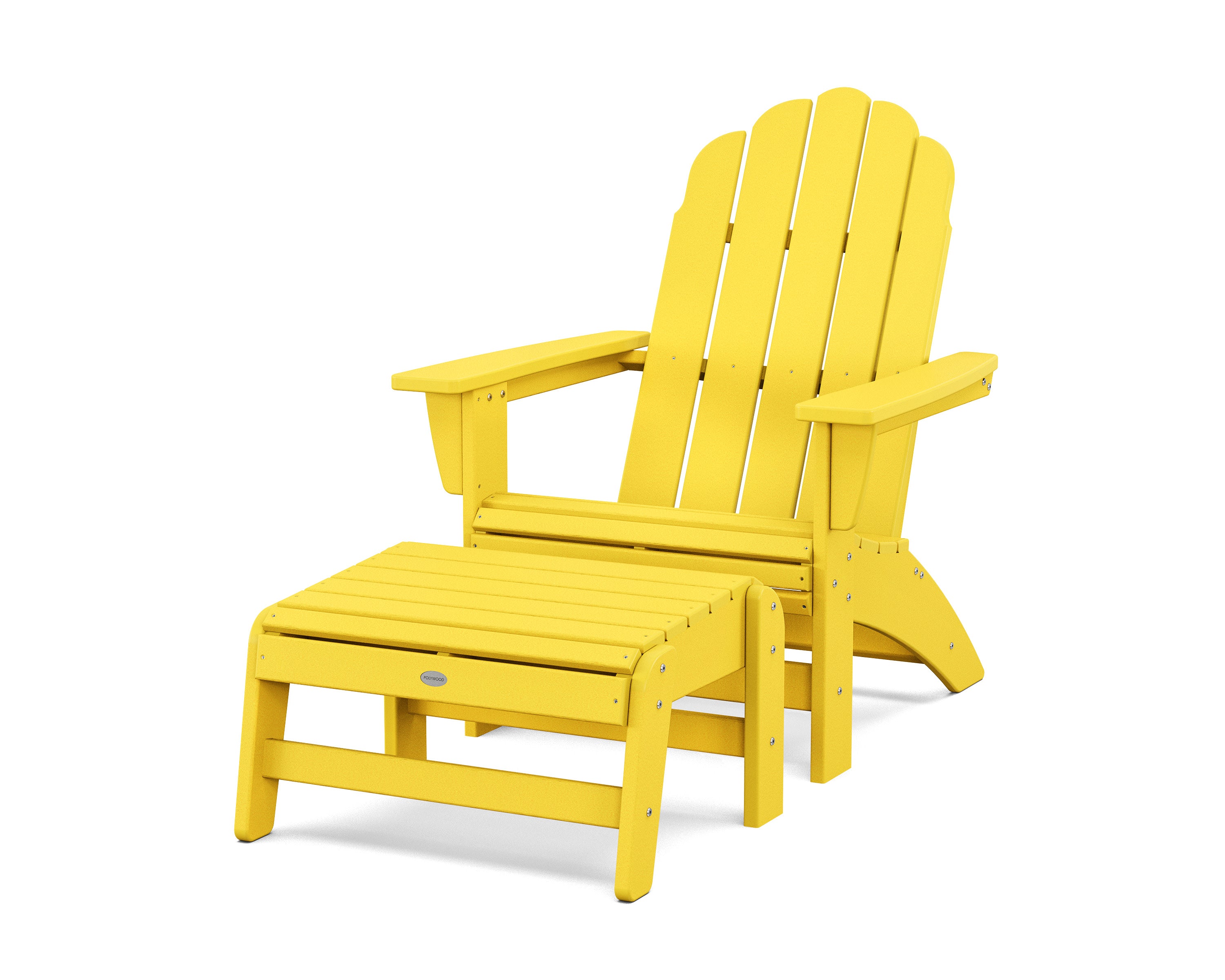 Vineyard Grand Adirondack Chair with Ottoman in Lemon