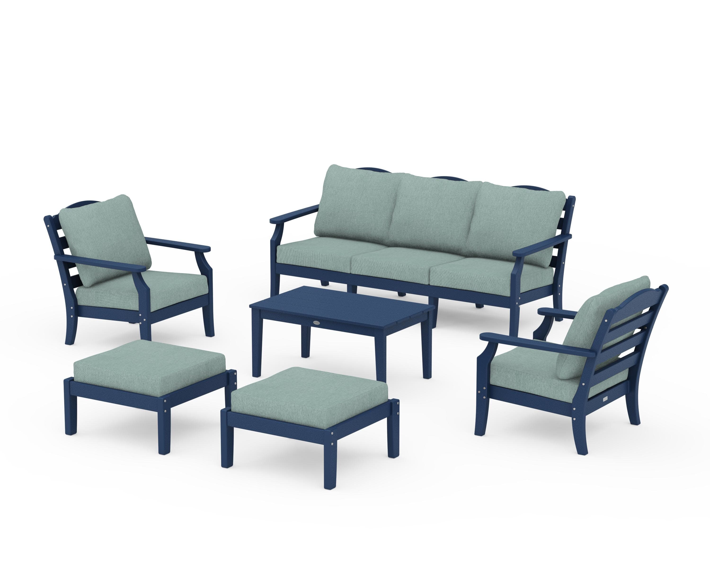Savannah 6-Piece Lounge Sofa Set in Navy / Glacier Spa