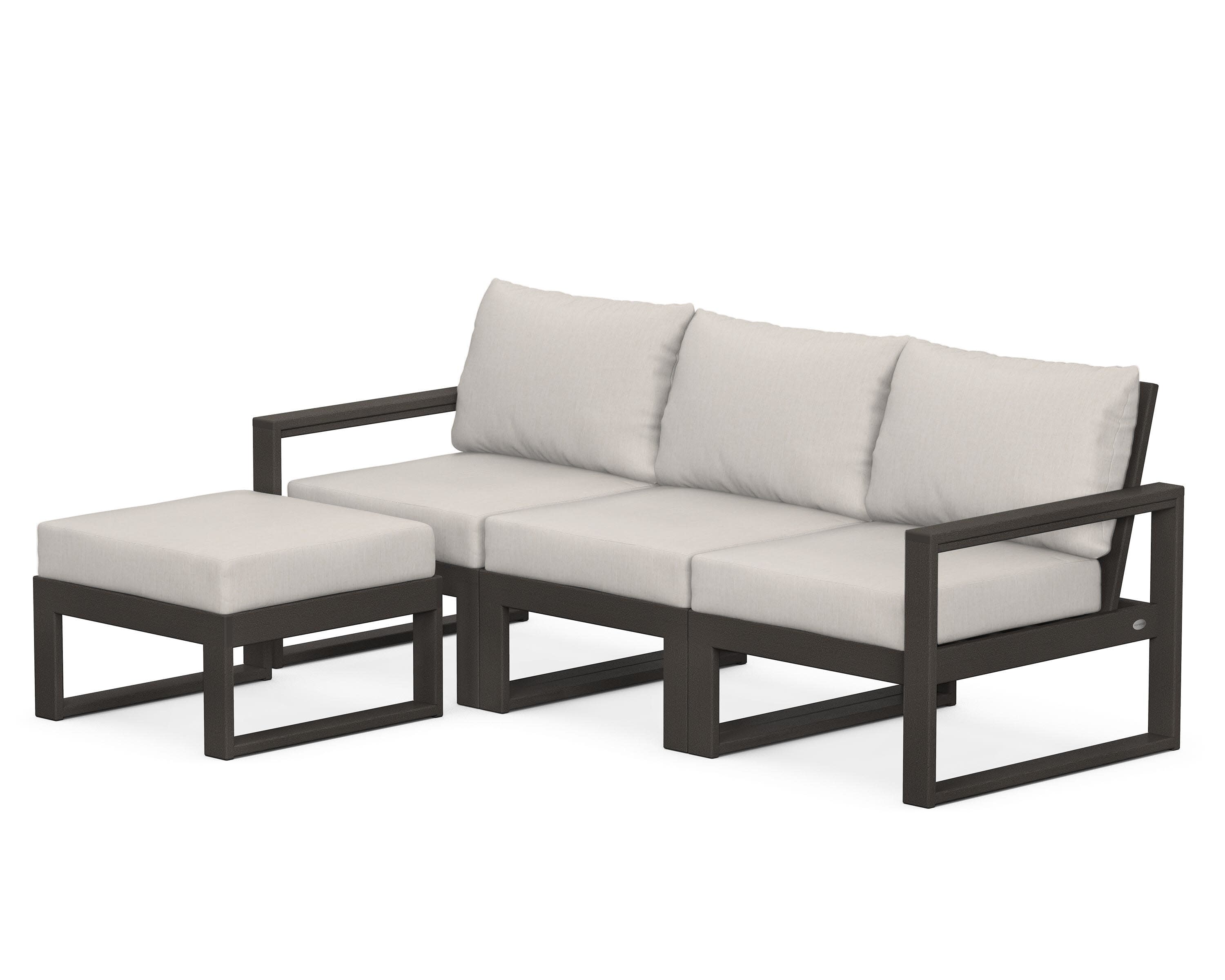 EDGE 4-Piece Modular Deep Seating Set with Ottoman in Vintage Coffee / Cast Ash