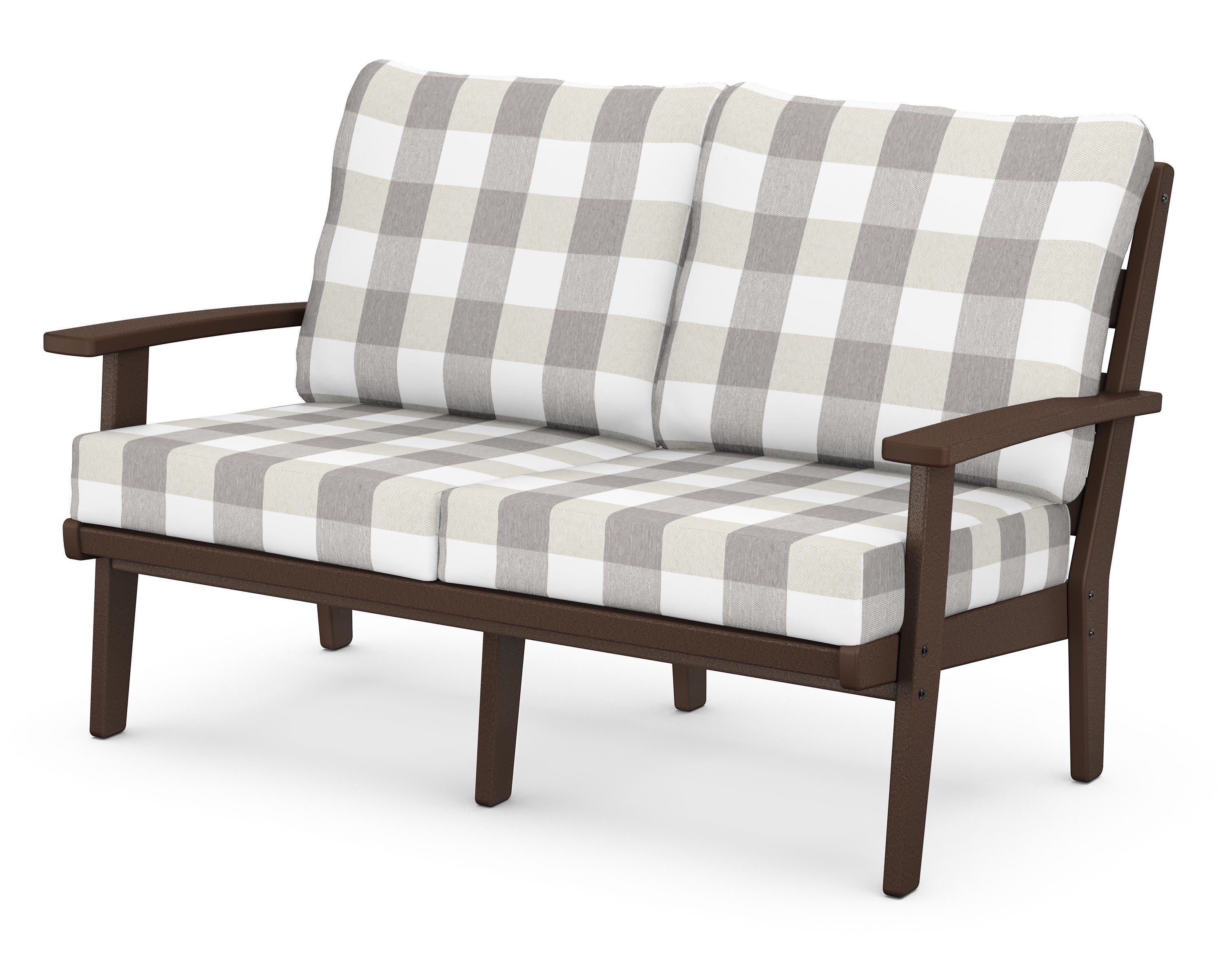 Grant Park Deep Seating Loveseat in Mahogany / Buffalo Plaid Grey Mist