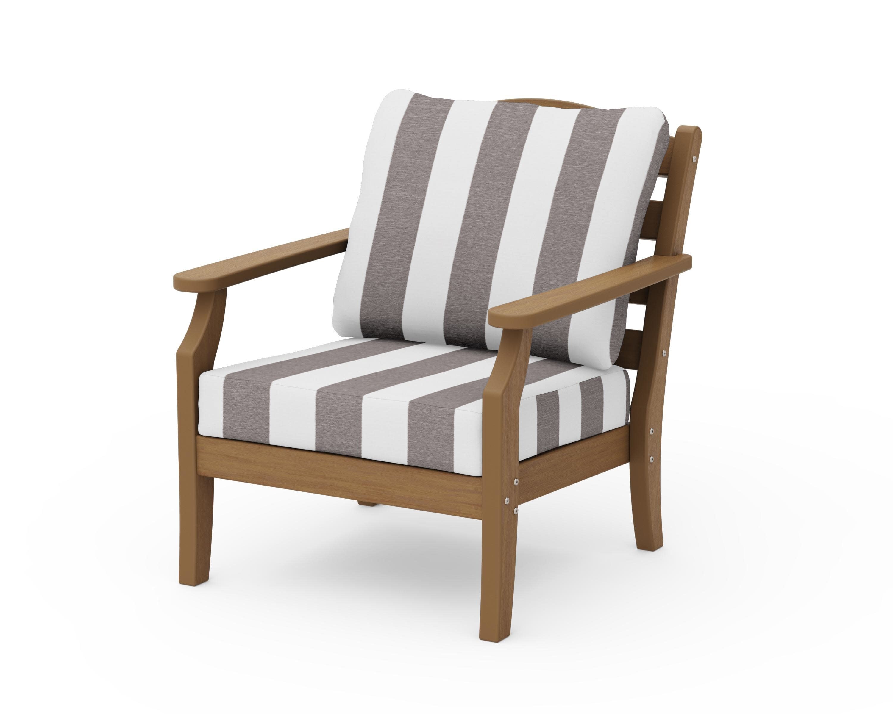 Savannah Deep Seating Chair in Natural / Cabana Stripe Grey Mist