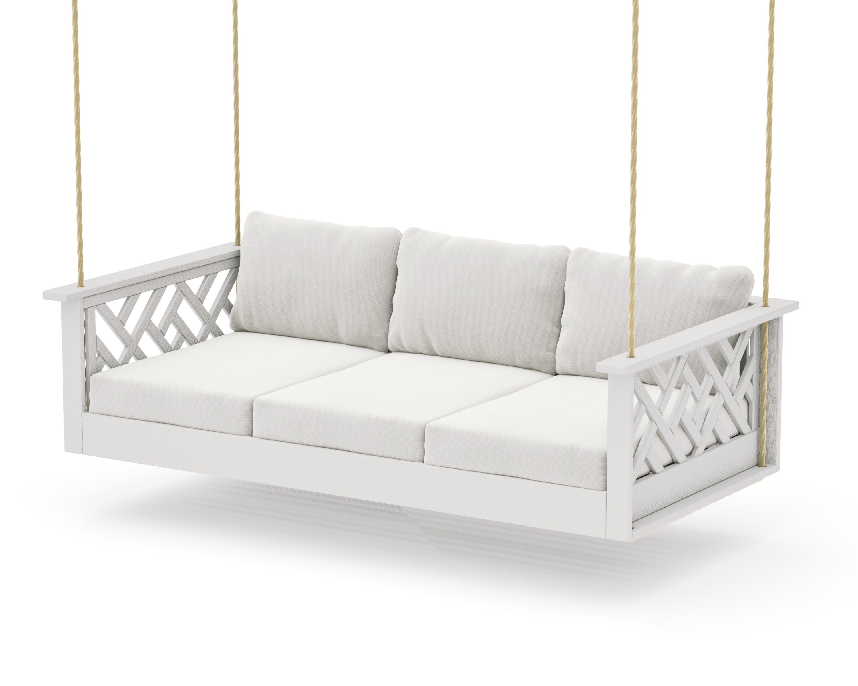 Chippendale Daybed Swing in Vintage White / Natural Linen