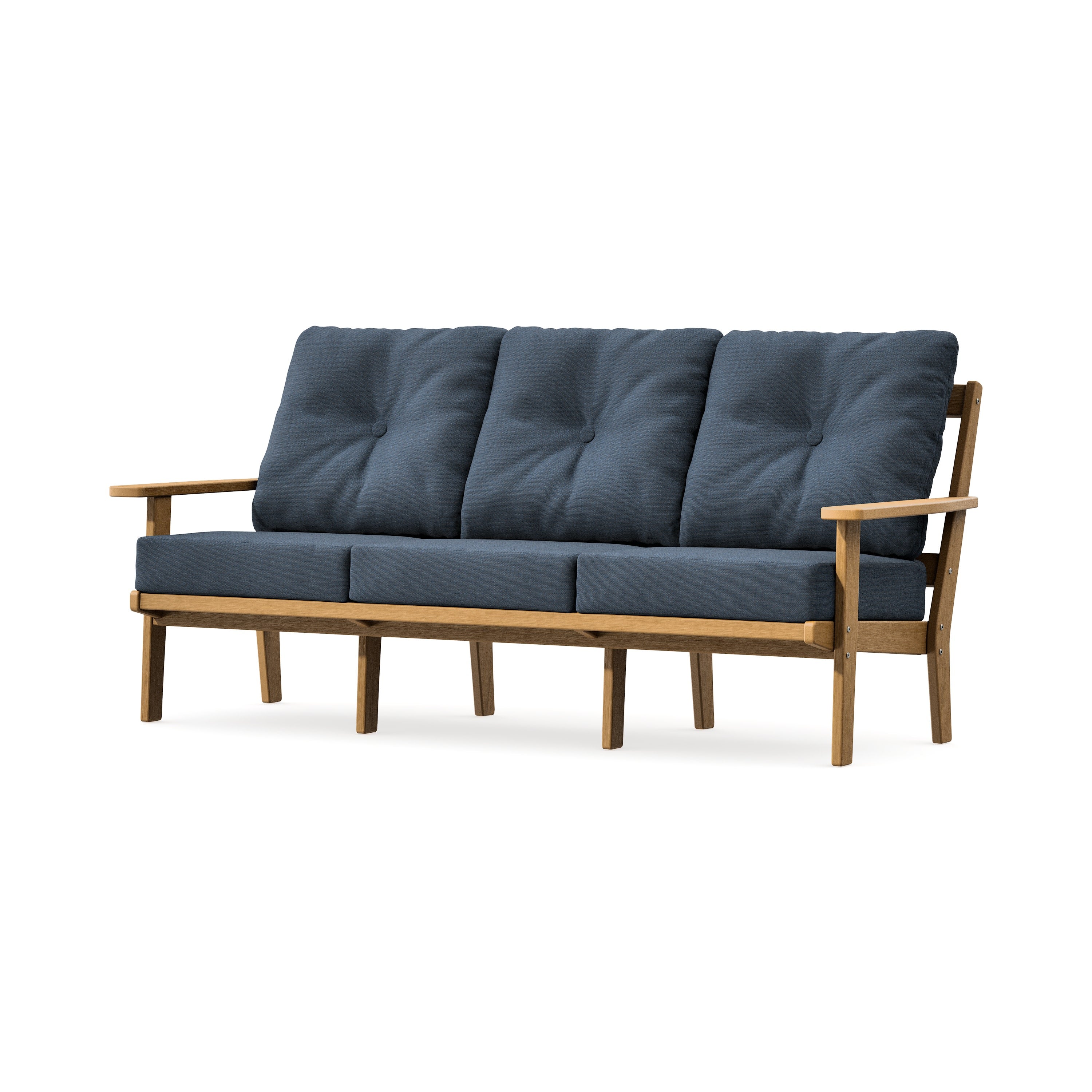 PrairieDeep Seating Sofa in Natural / Marine Indigo