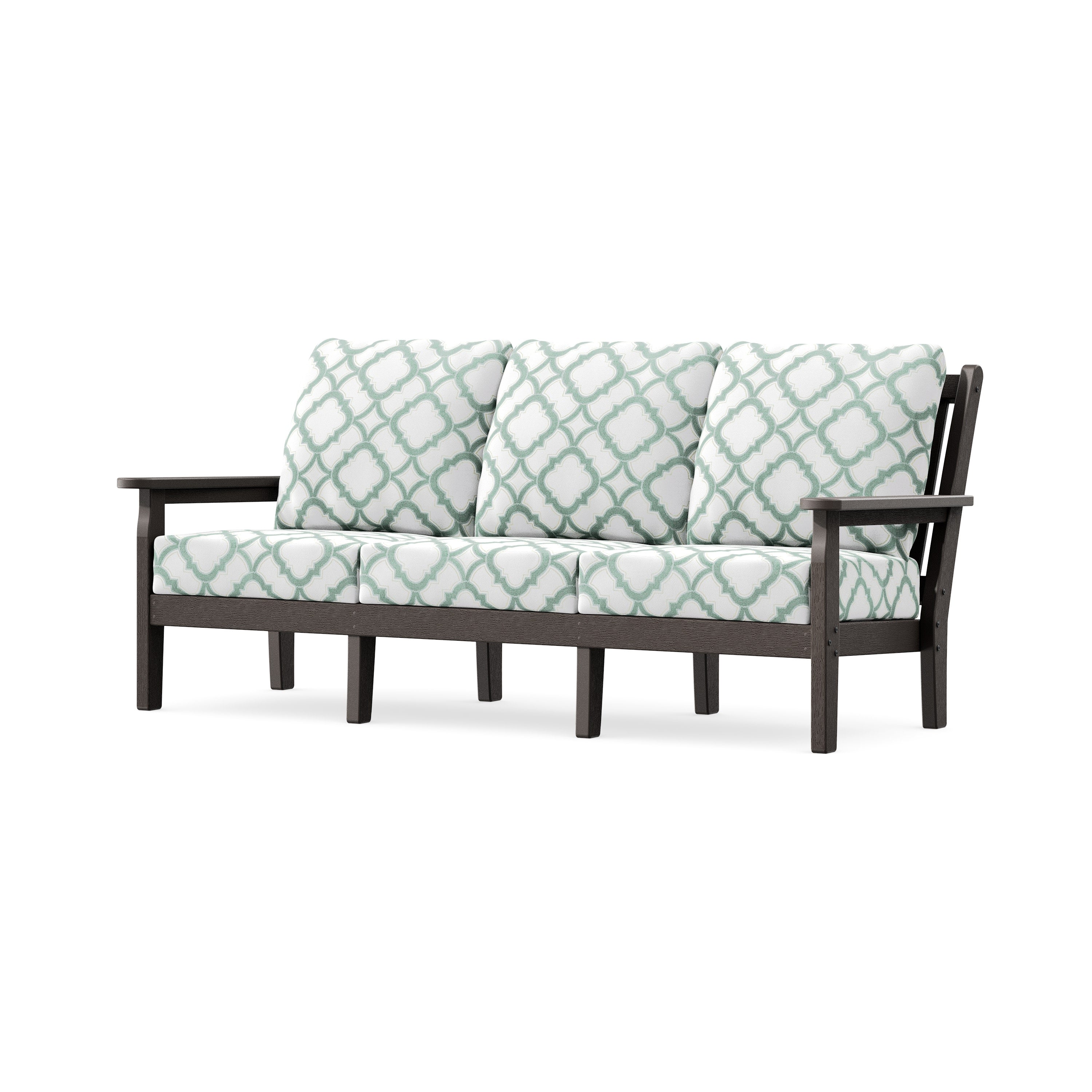 Chippendale Deep Seating Sofa in Vintage Coffee / Trellis Glacier Spa
