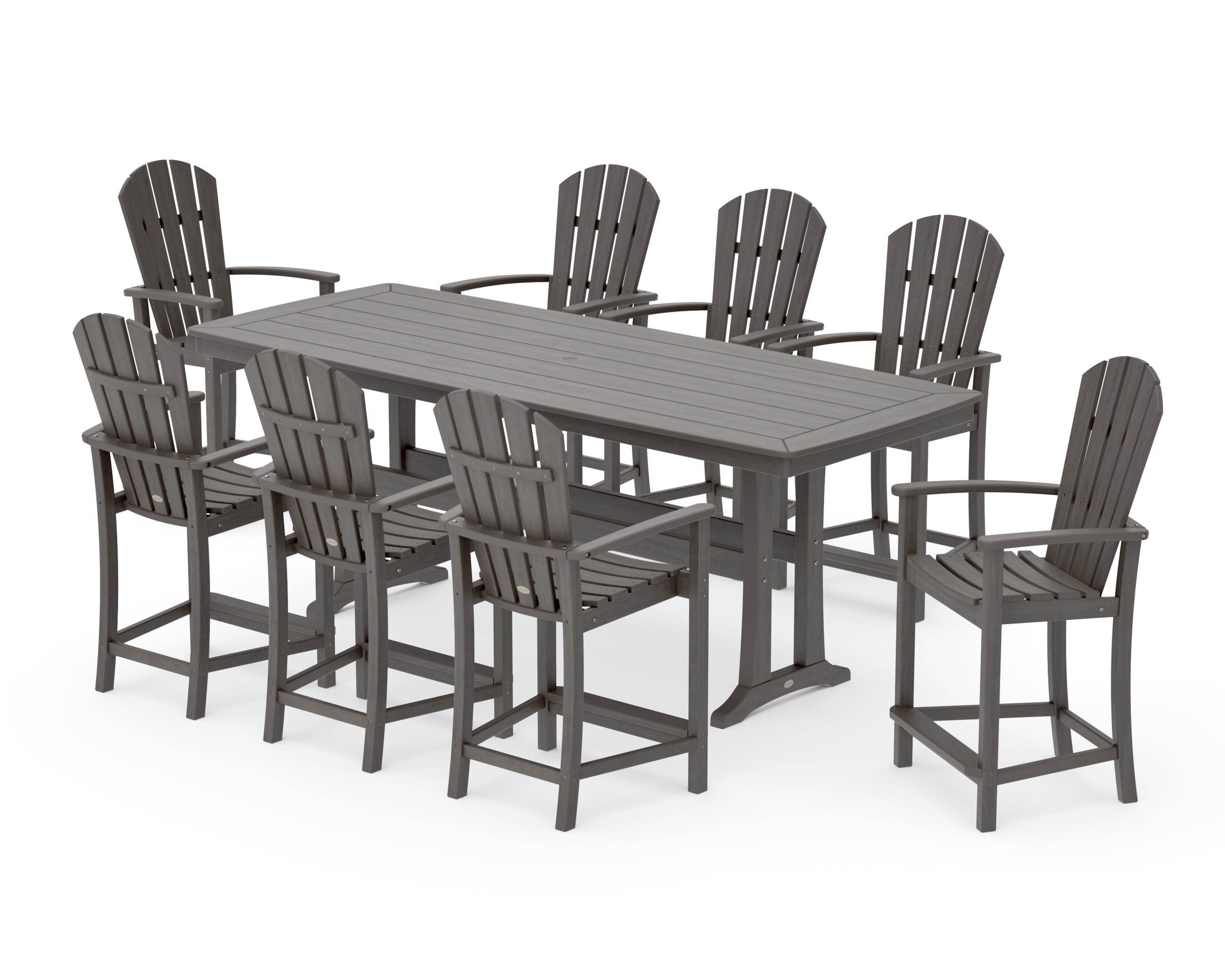 Palm Coast 9-Piece Counter Set with Trestle Legs in Driftwood