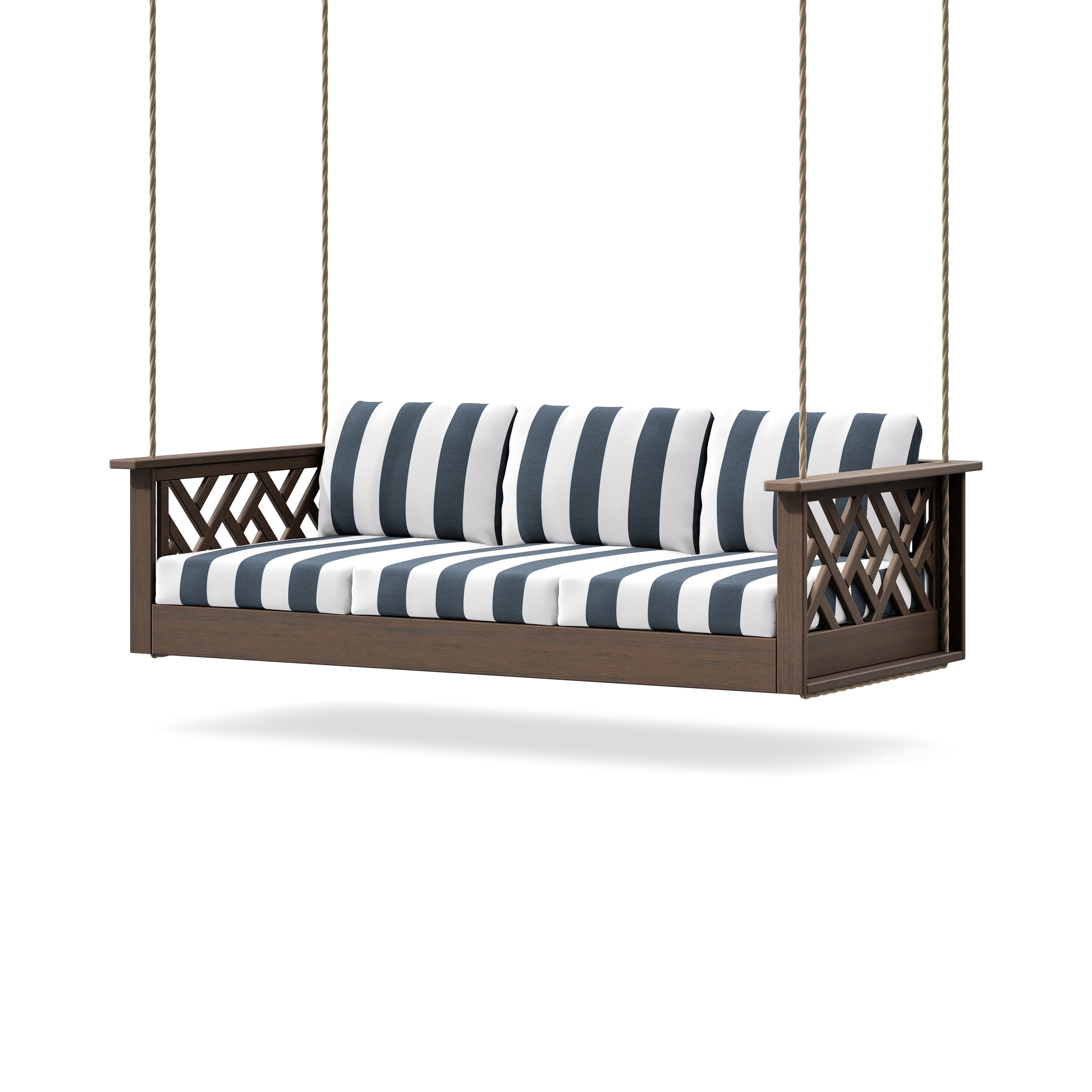 Chippendale Daybed Swing in Kona / Cabana Stripe Marine Indigo