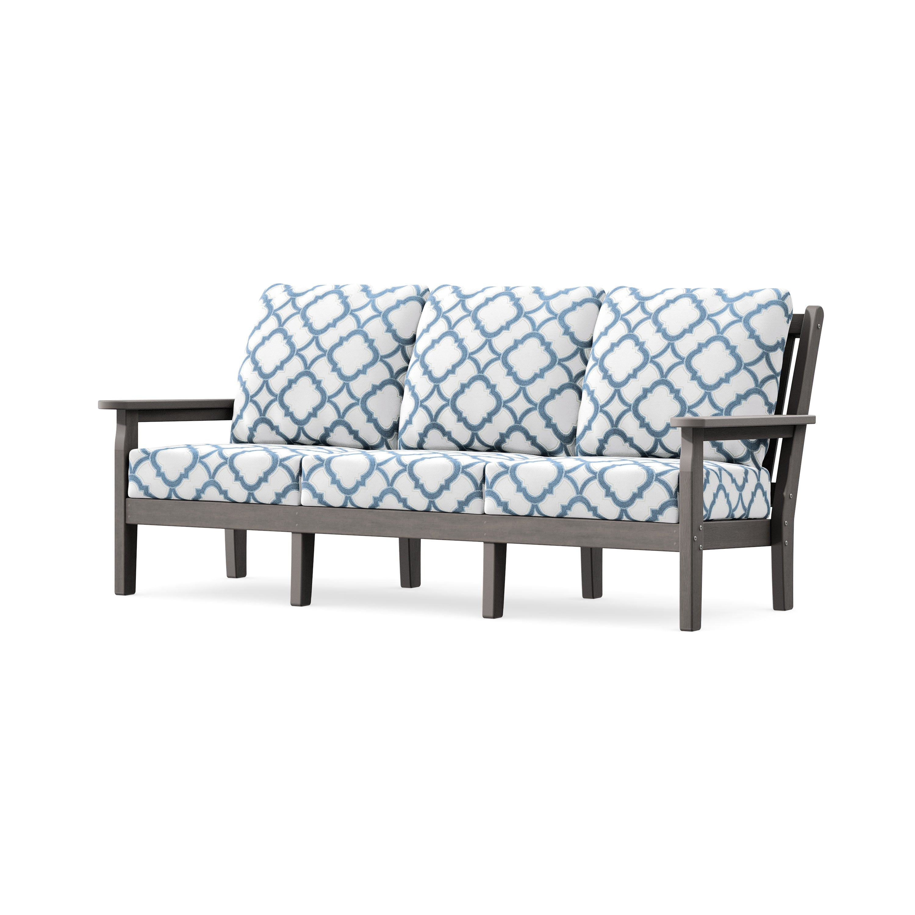 Chippendale Deep Seating Sofa in Driftwood / Trellis Sky Blue