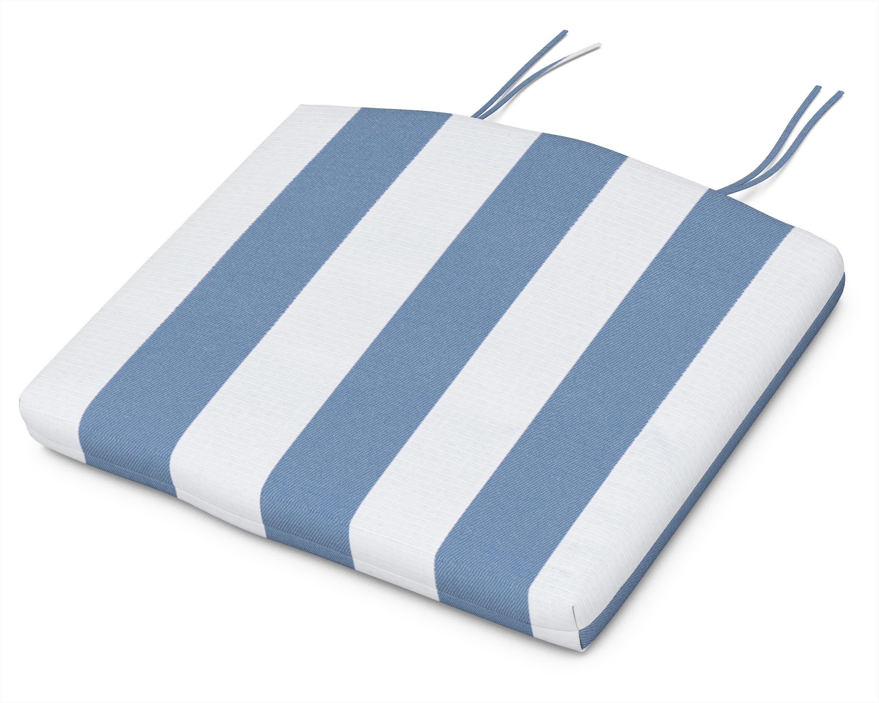 Standard Seat Cushion 17"D x 20.5"W x 2.5"H in Cabana Stripe Sky Blue
