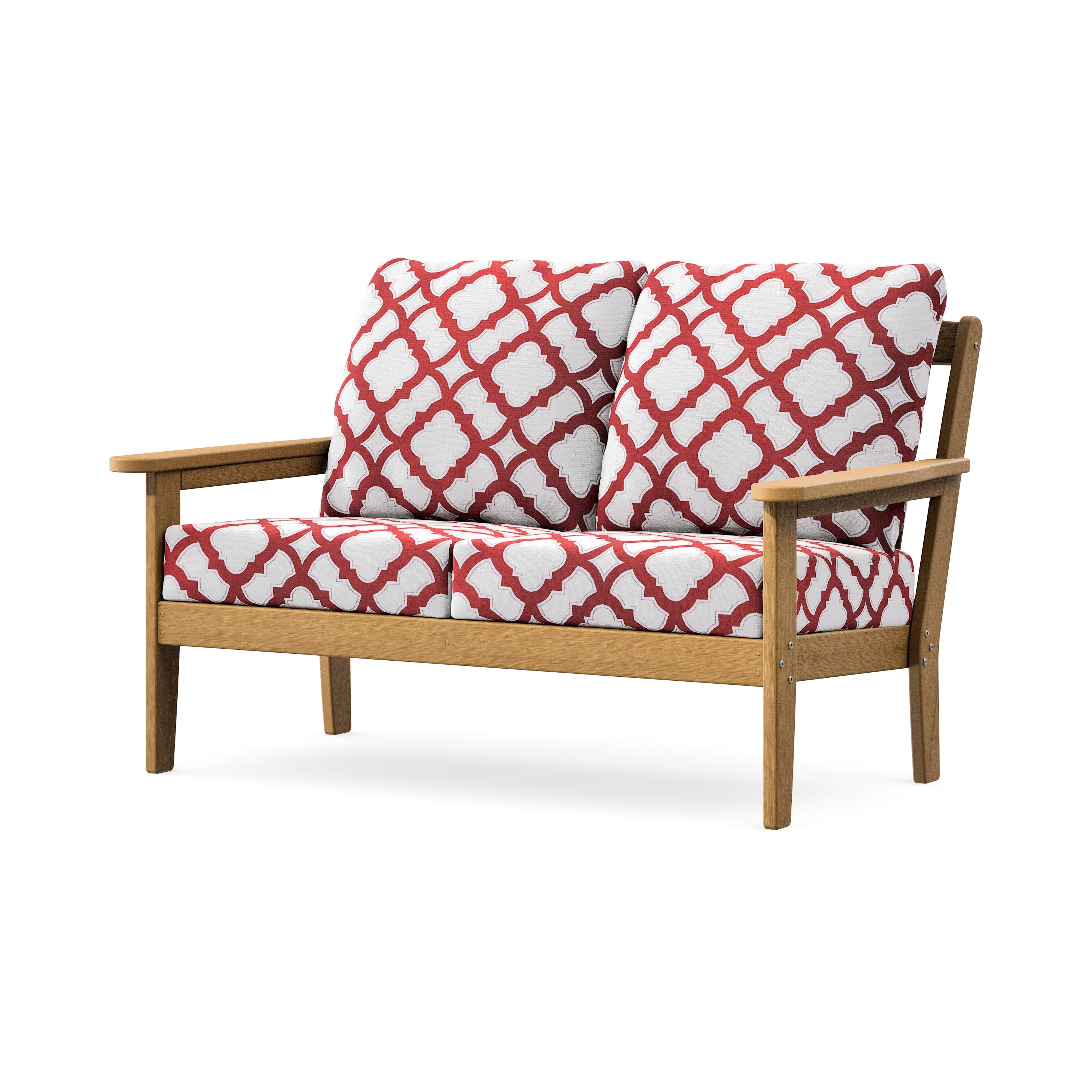Cottage Deep Seating Loveseat in Natural / Trellis Crimson