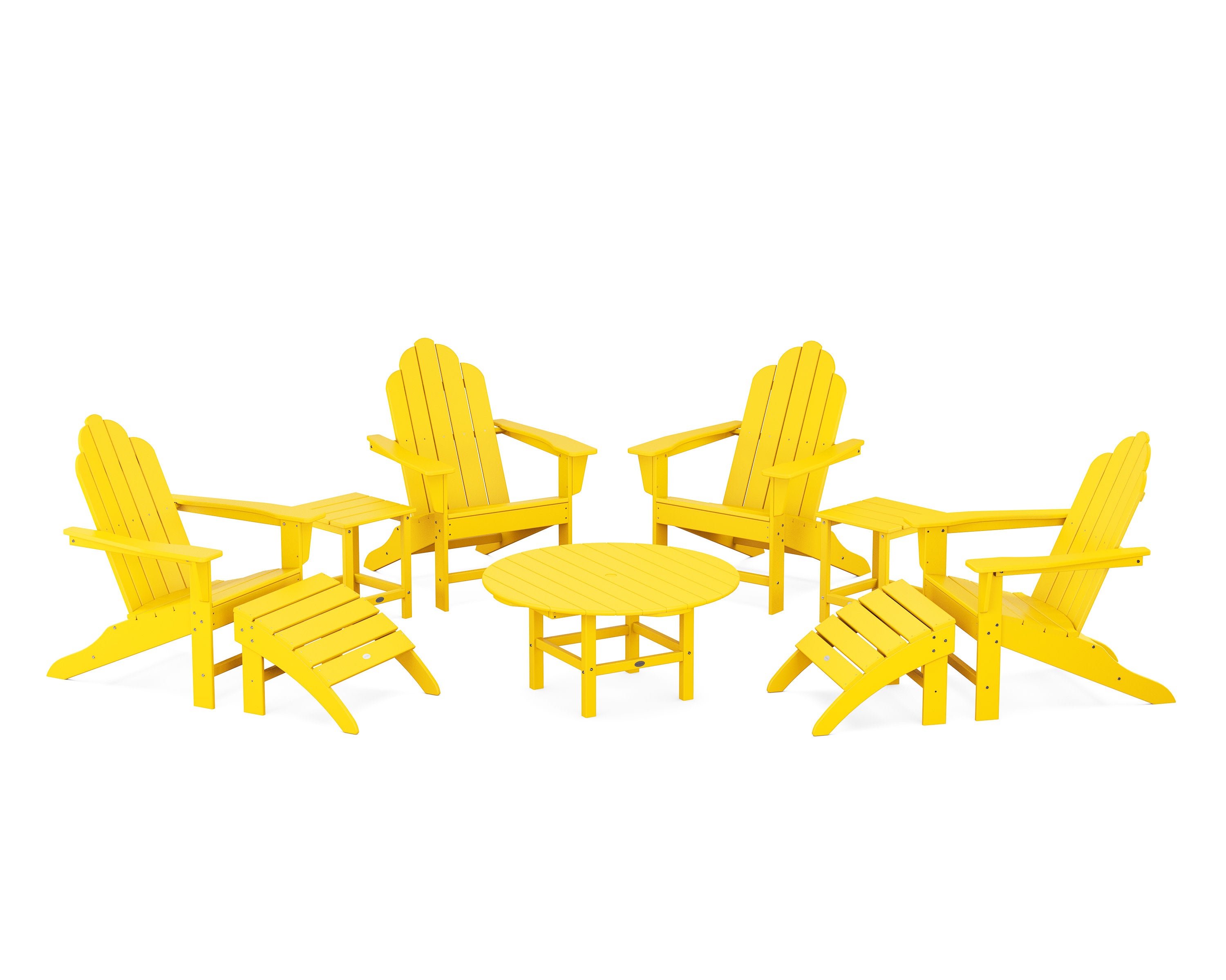 Long Island Adirondack 9-Piece Conversation Group in Lemon