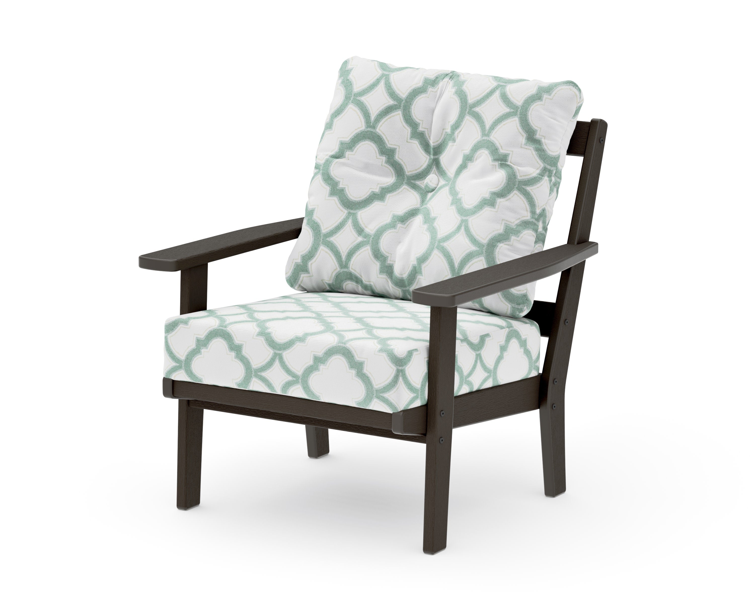 Oxford Deep Seating Chair in Vintage Coffee / Trellis Glacier Spa