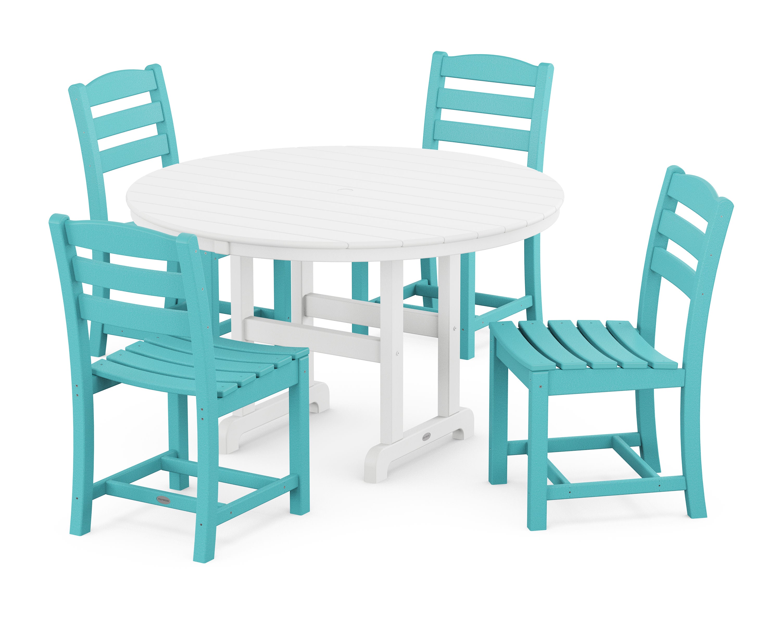 La Casa Caf Side Chair 5-Piece Round Farmhouse Dining Set in Aruba / White