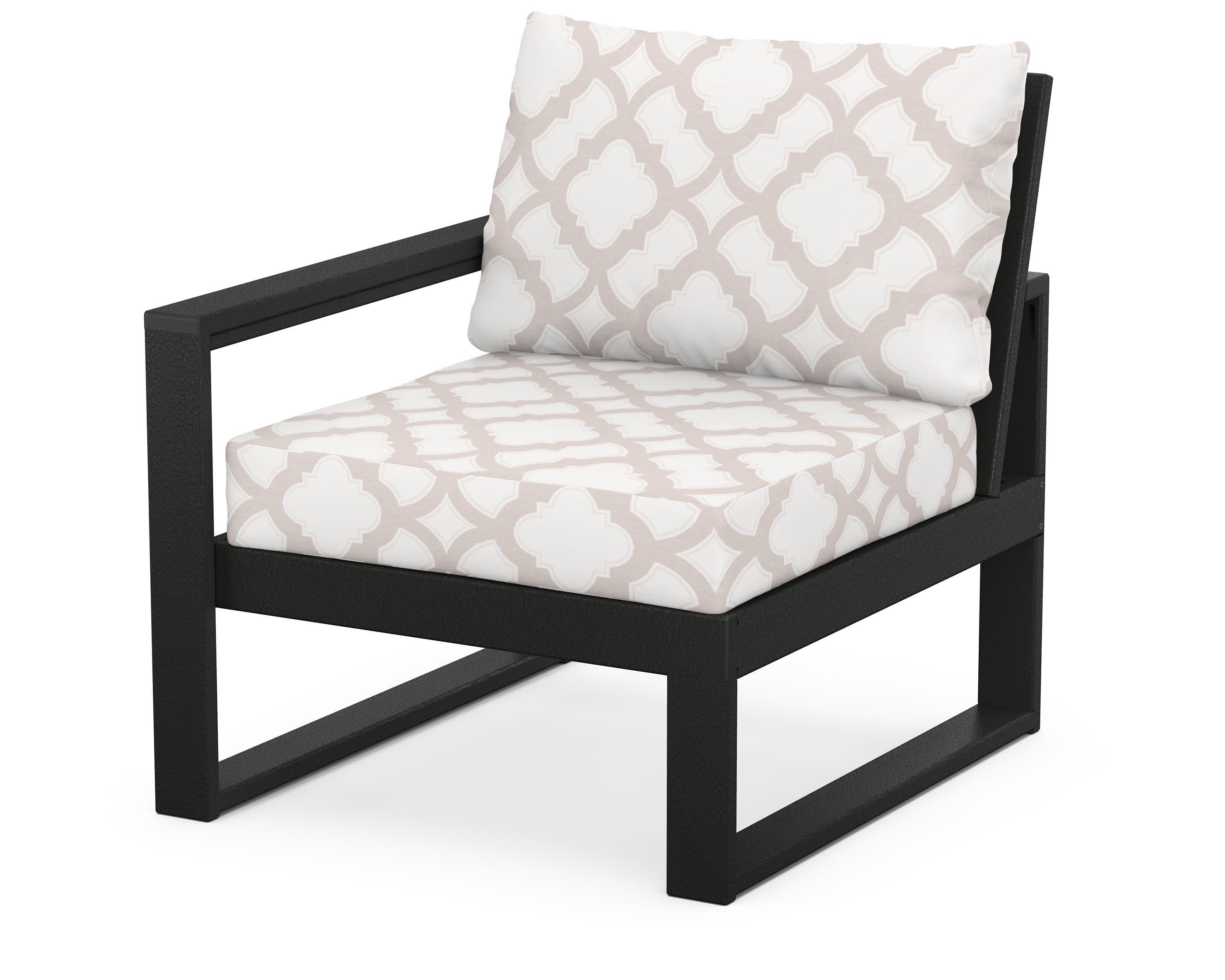 EDGE Modular Left Arm Chair in Black / Trellis Dune Burlap