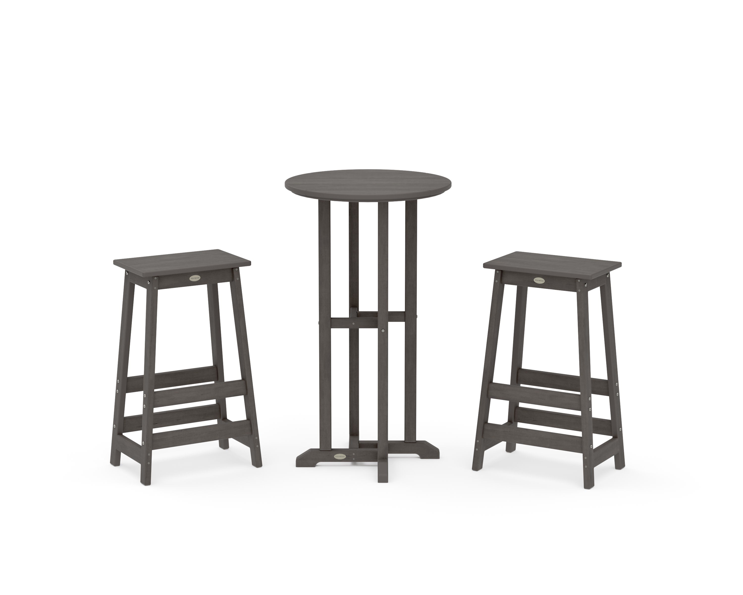 Modern Studio Bar Stool 3-Piece Bistro Set in Driftwood