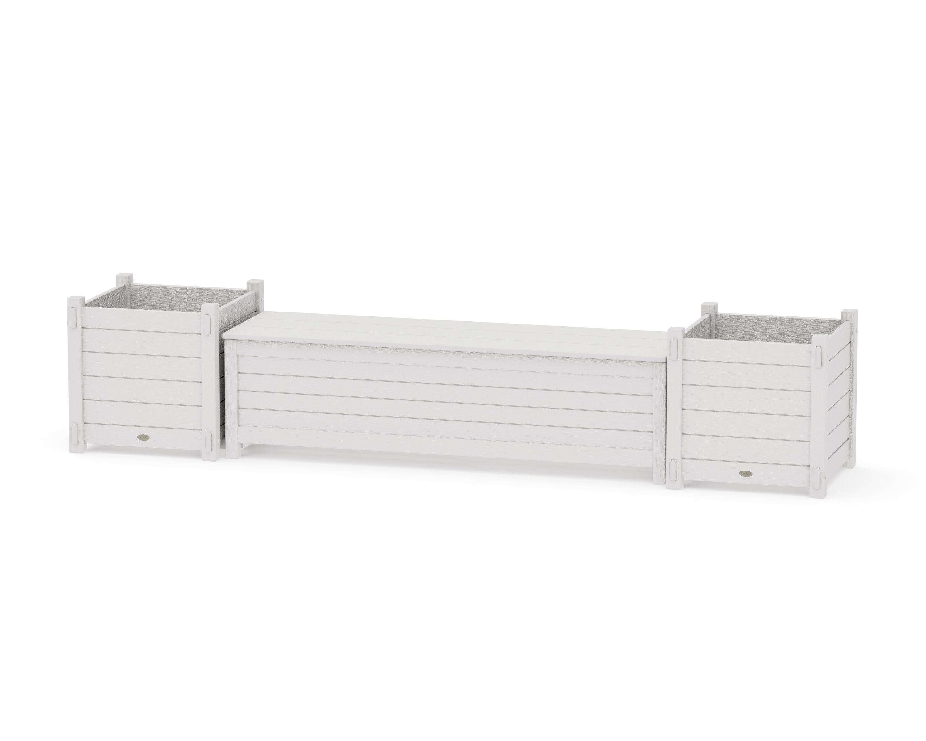 60" Nautical Straight Planter Storage Bench Set- Large in Vintage White