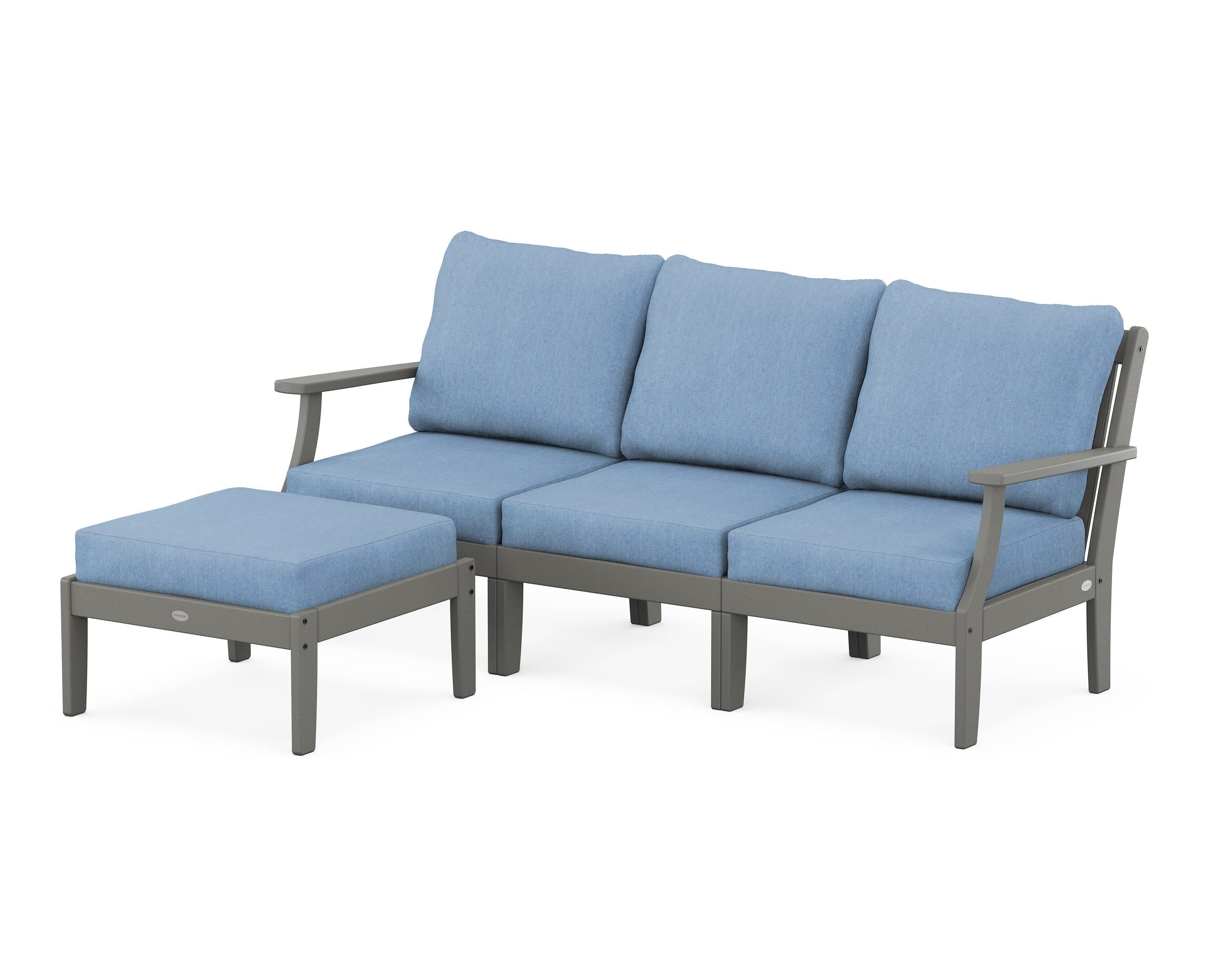 Braxton Modular 4-Piece Deep Seating Set with Ottoman in Slate Grey / Sky Blue