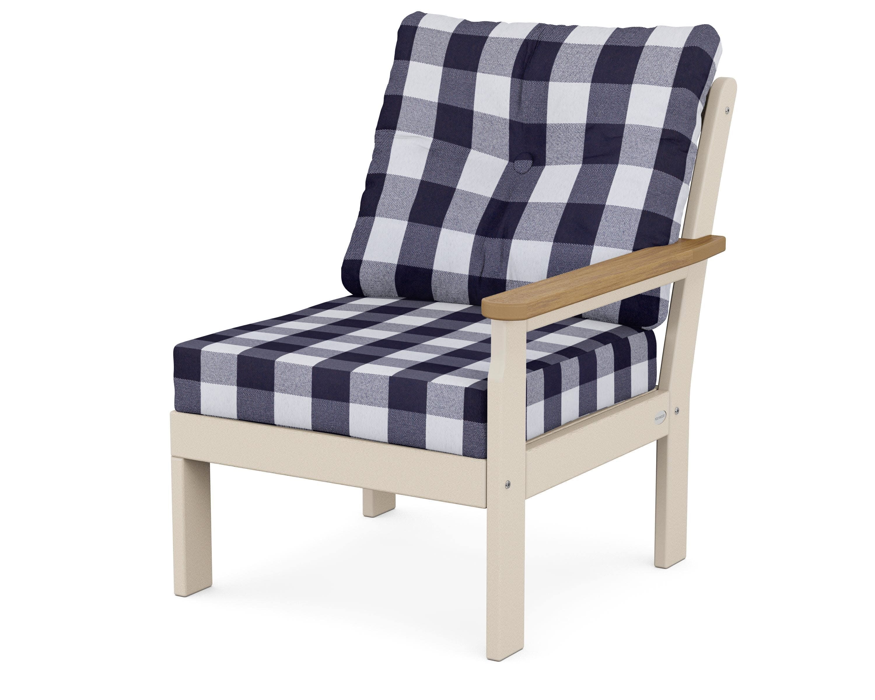 Vineyard Modular Right Arm Chair in Sand / Natural / Buffalo Plaid Navy