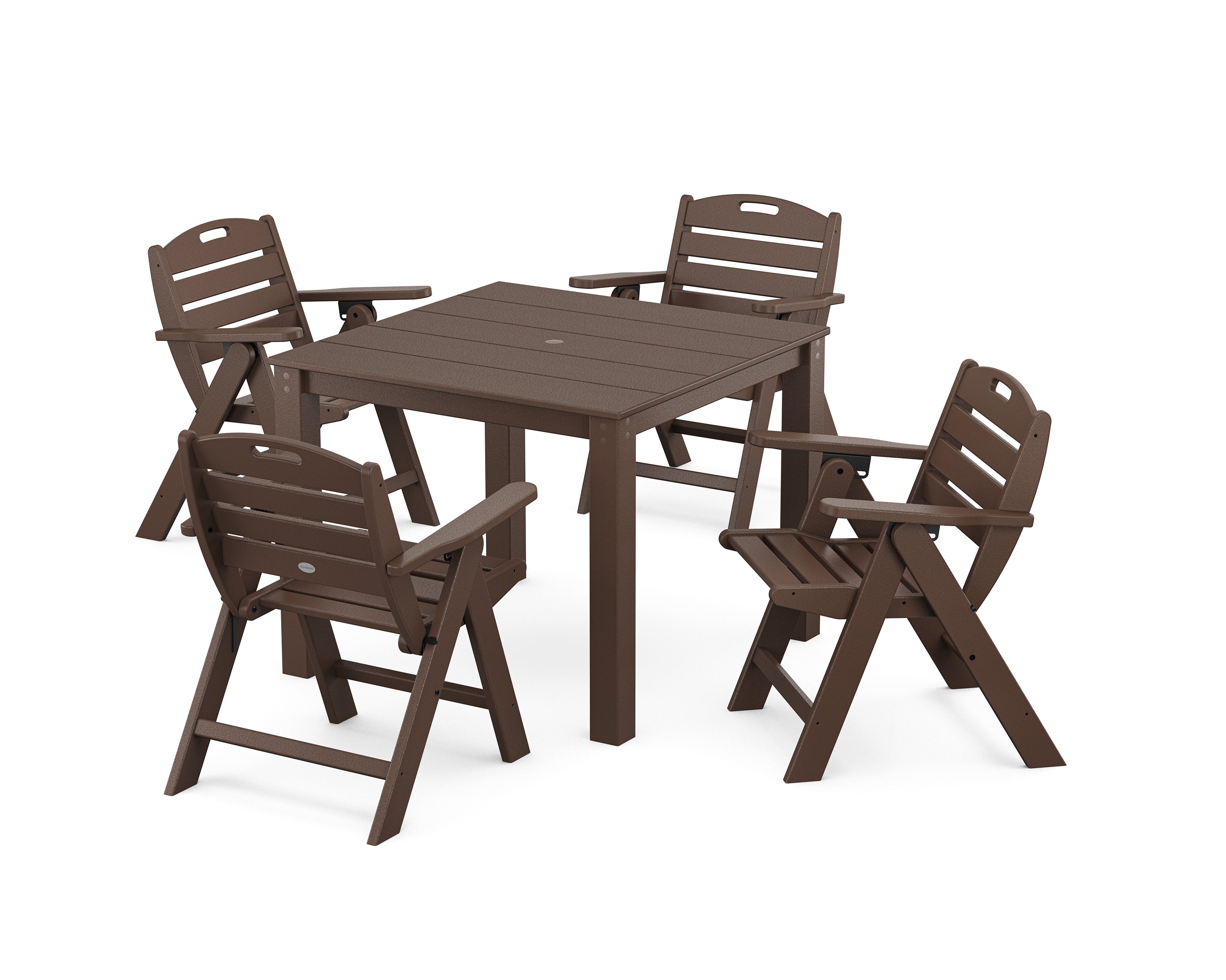 Nautical Folding Lowback Chair 5-Piece Parsons Dining Set in Mahogany