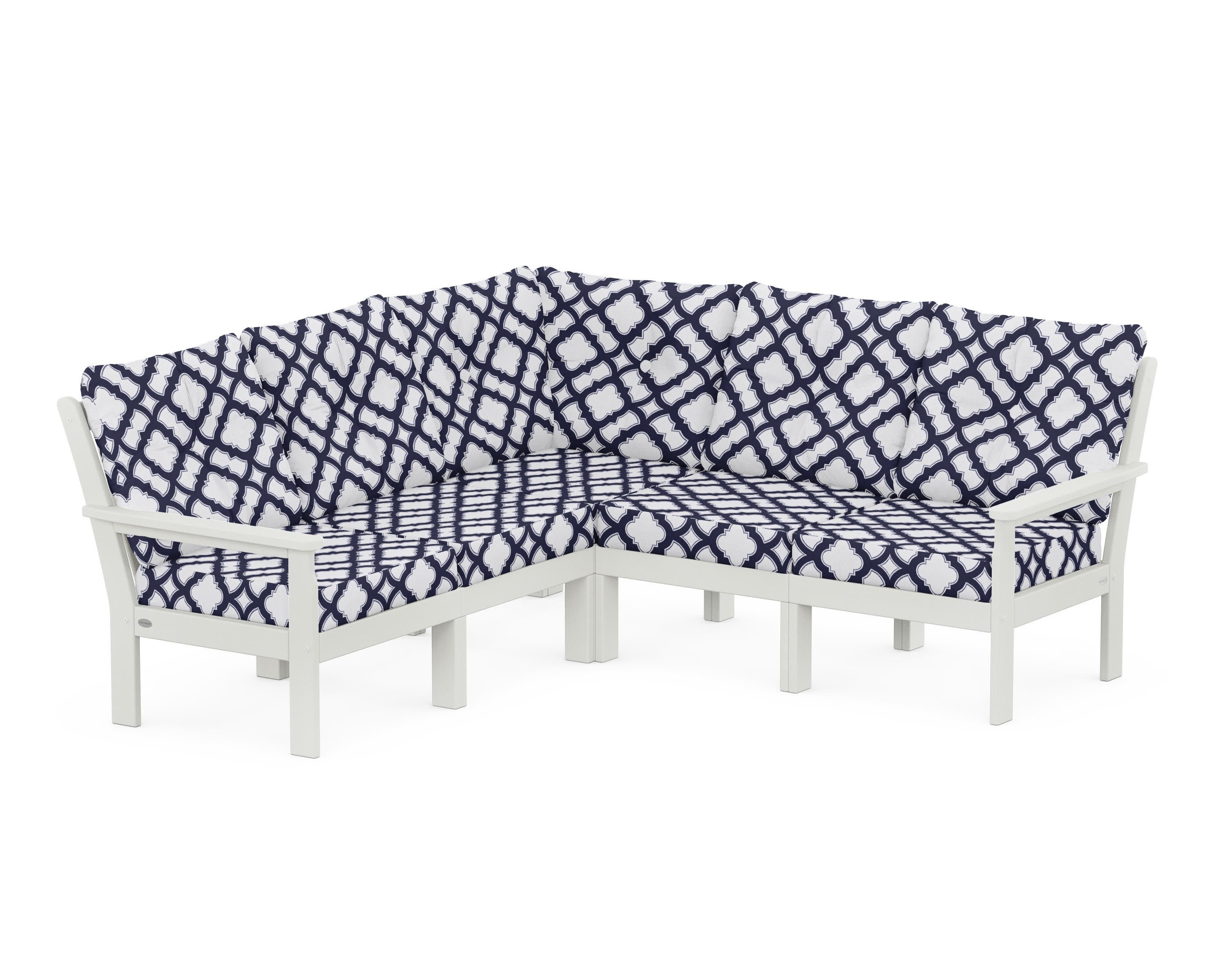 Vineyard 5-Piece Sectional in Vintage White / Trellis Navy