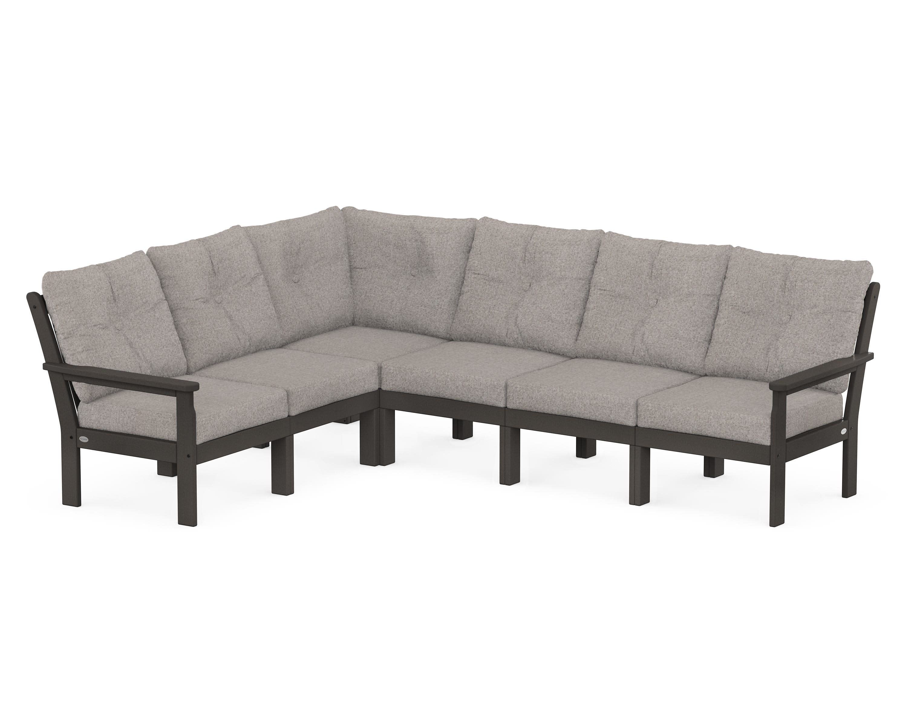 Vineyard 6-Piece Sectional in Vintage Coffee / Weathered Tweed