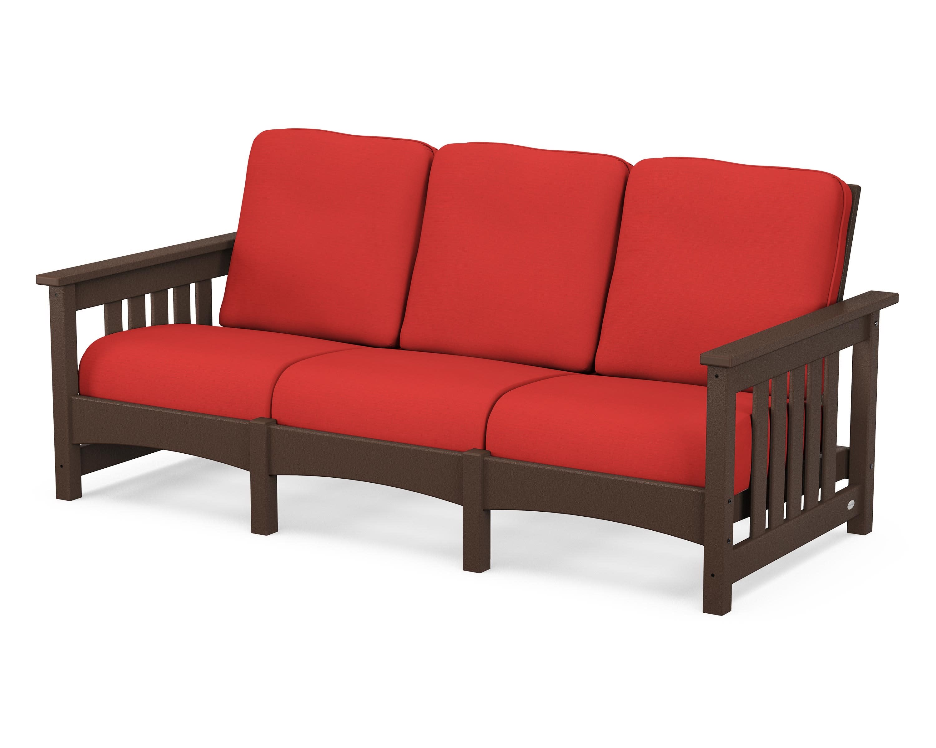 Club Mission Sofa in Mahogany / Crimson Linen