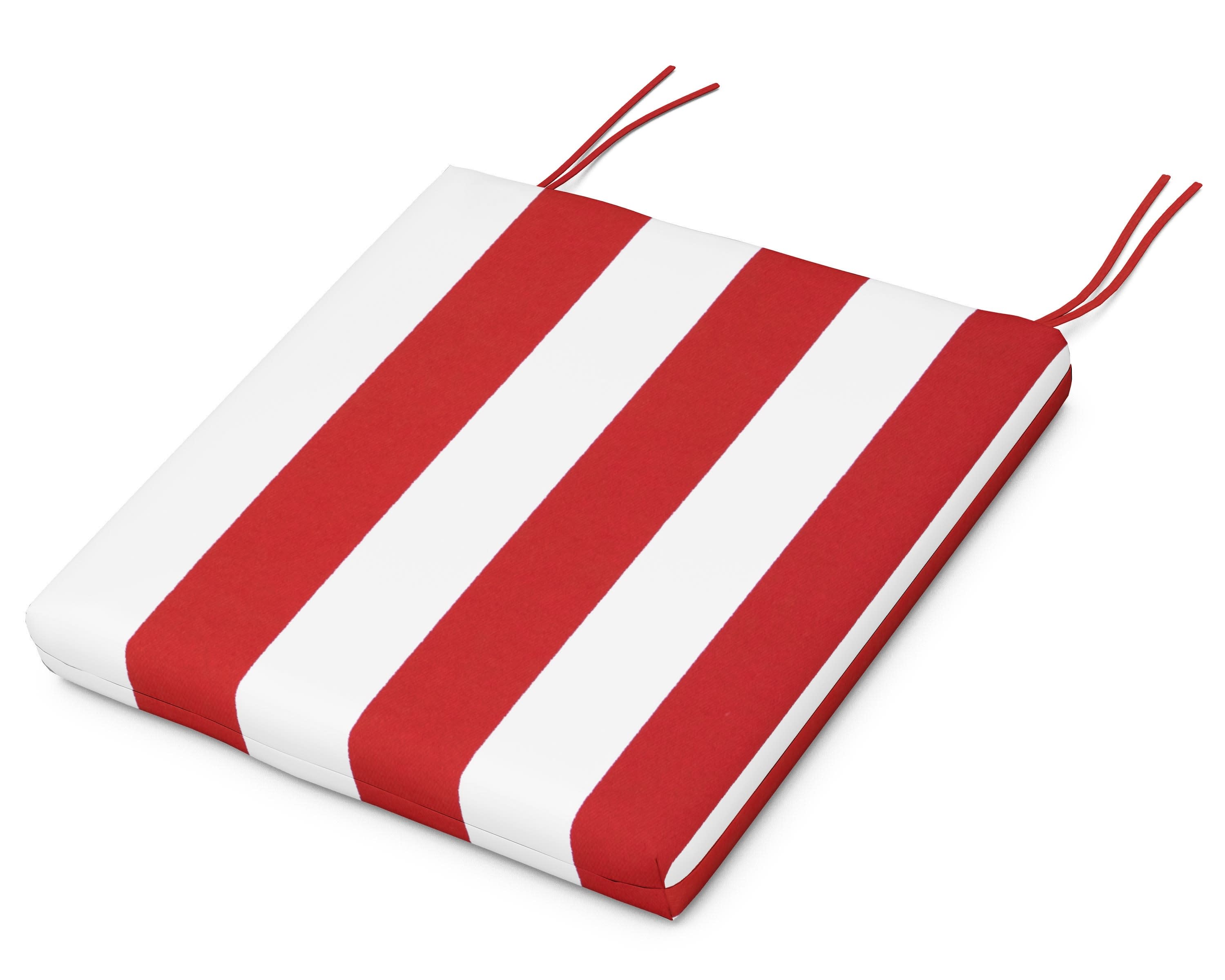Standard Seat Cushion 16.5"D x 20.13"W x 2.5"H in Cabana Stripe Crimson