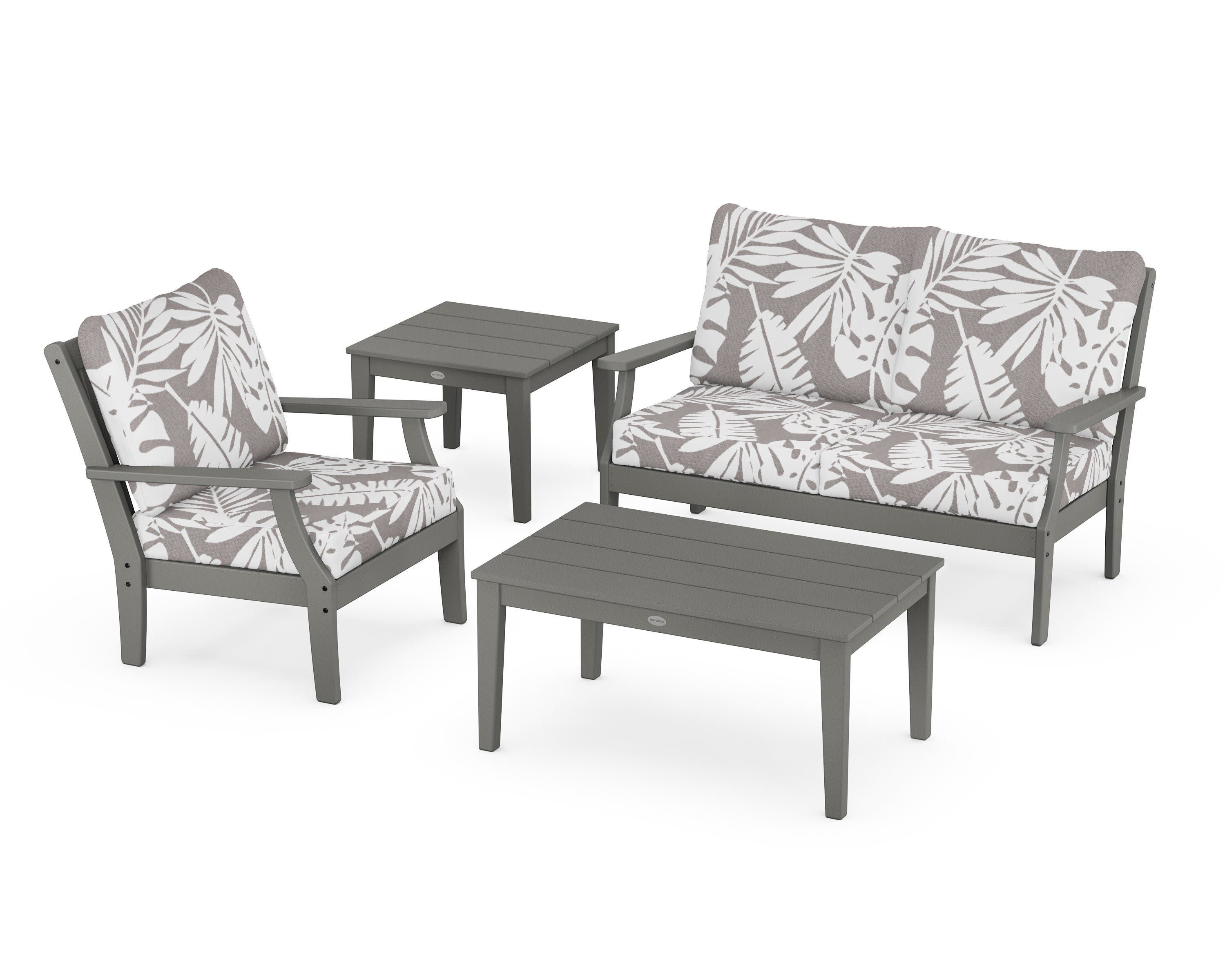 Braxton 4-Piece Deep Seating Set in Slate Grey / Leaf Grey Mist