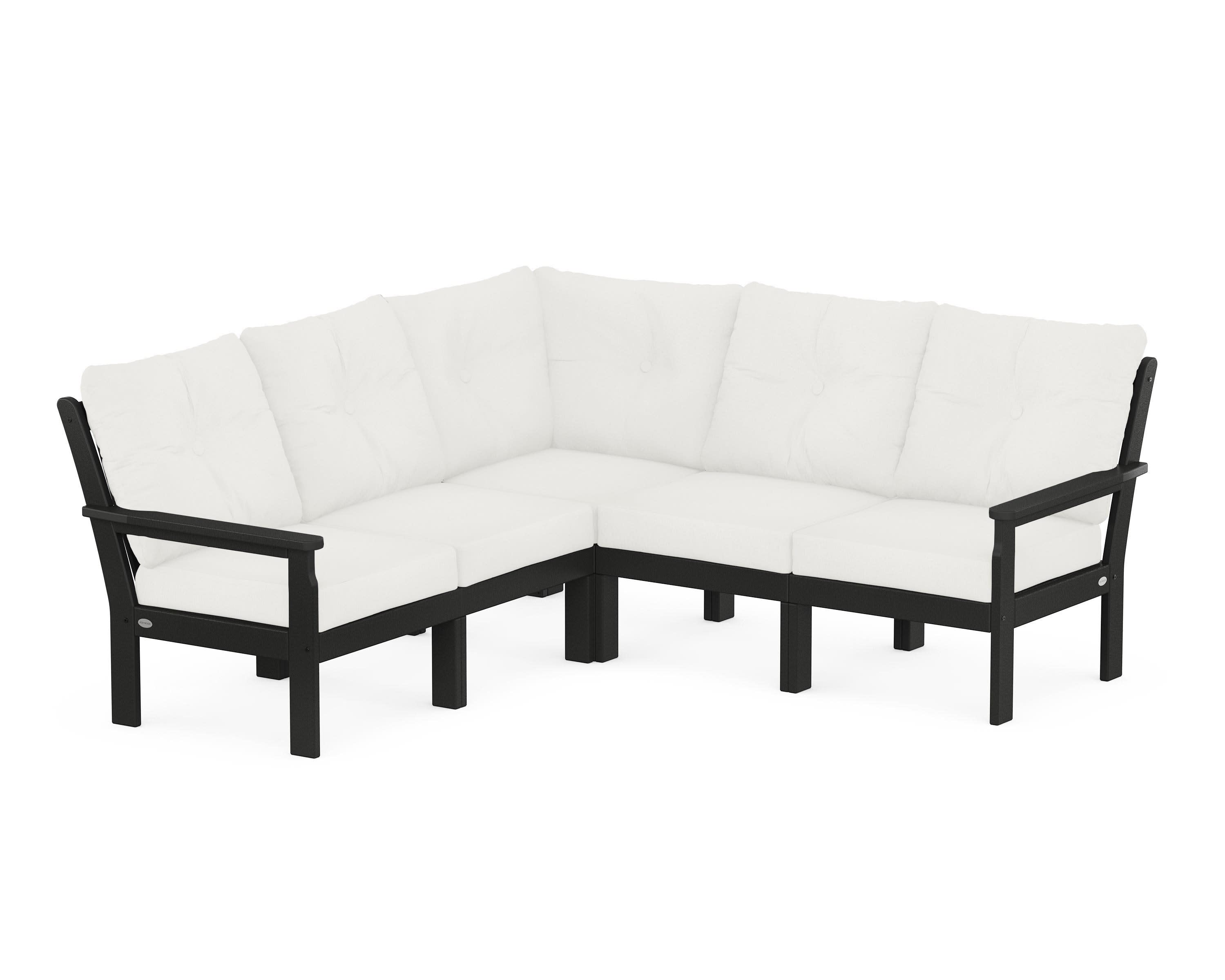 Vineyard 5-Piece Sectional in Black / Natural Linen