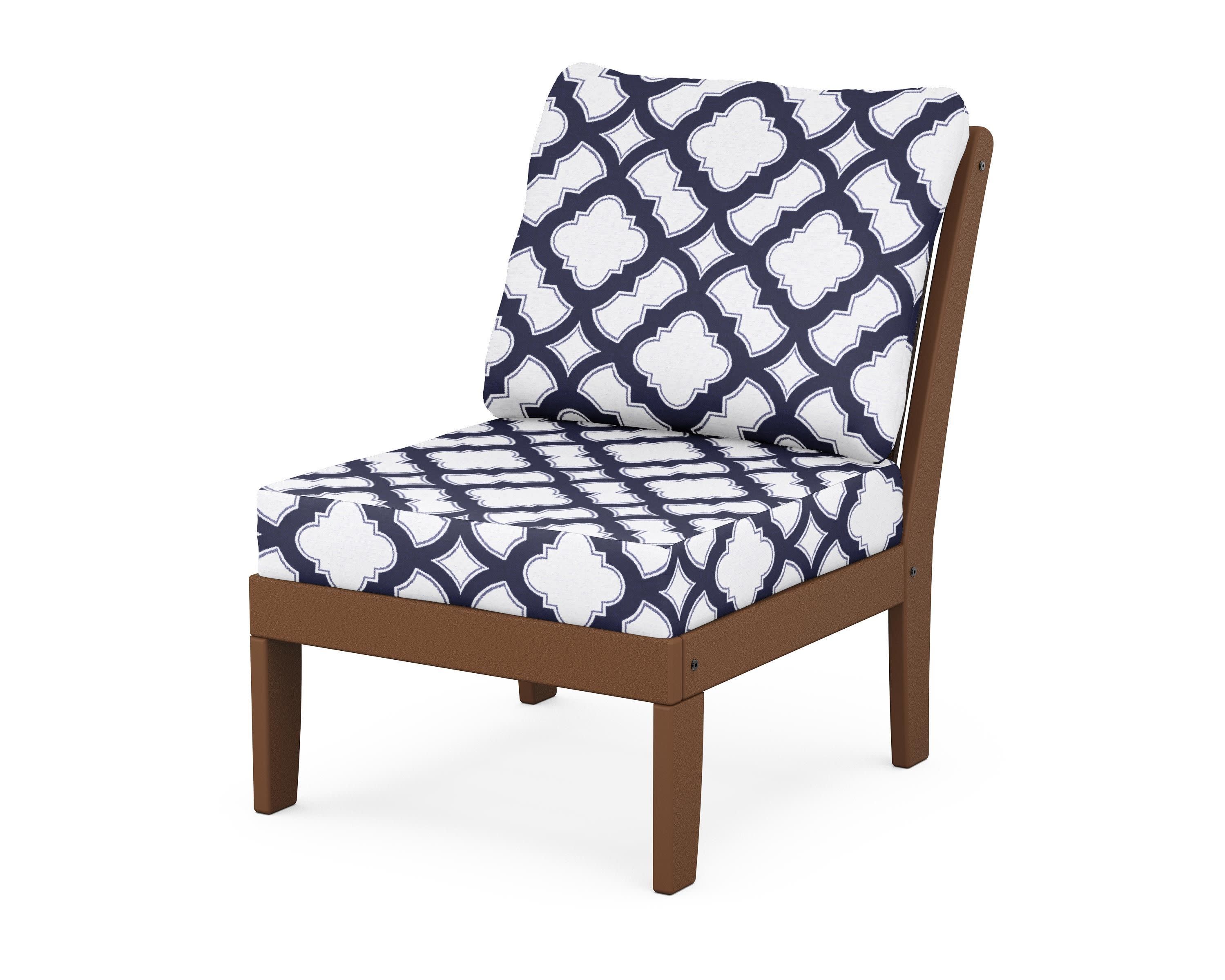 Braxton Modular Armless Chair in Teak / Trellis Navy