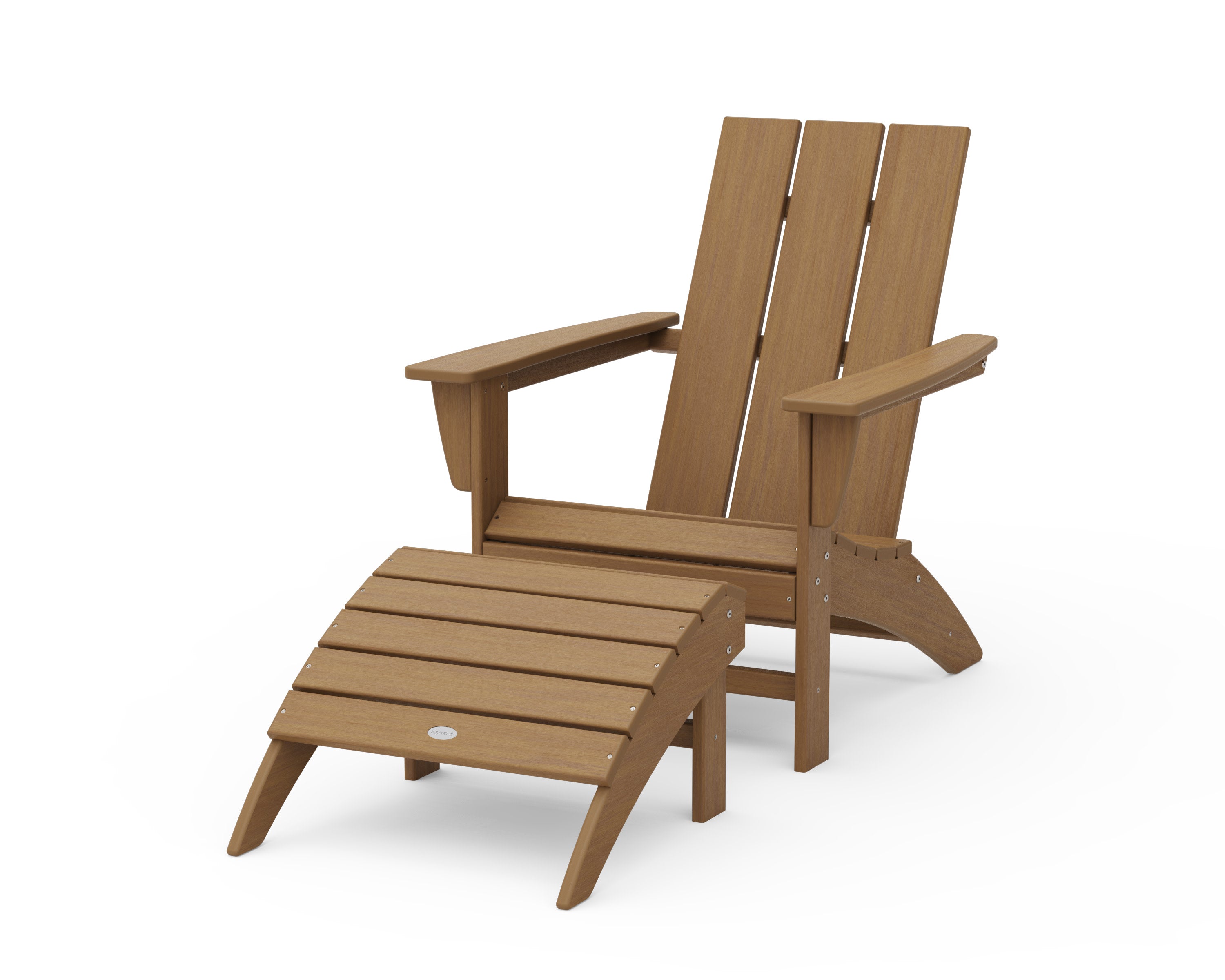 Modern Adirondack Chair 2-Piece Set with Ottoman in Natural