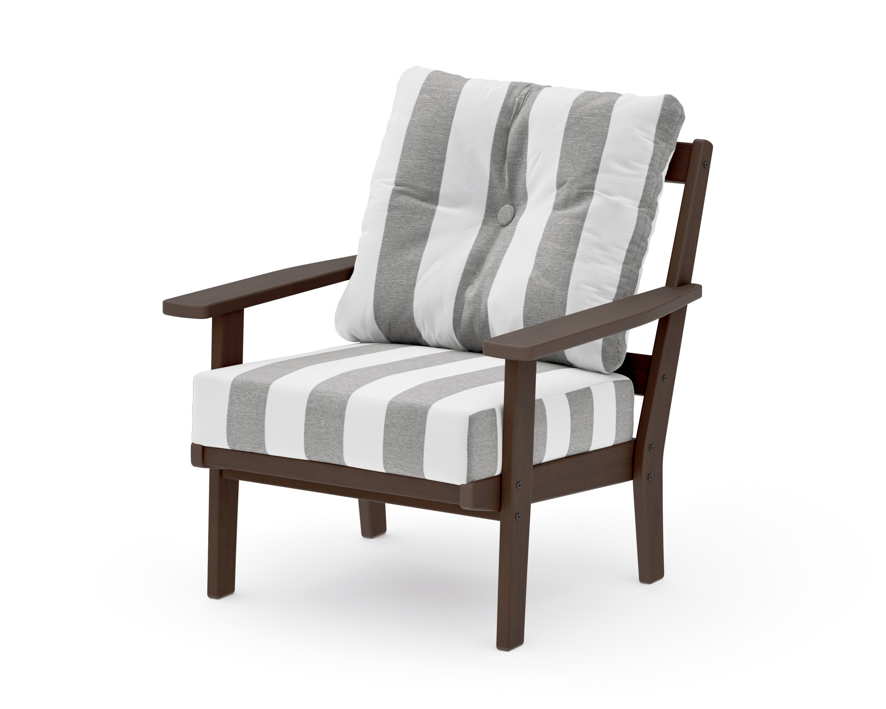 Oxford Deep Seating Chair in Kona / Cabana Stripe Grey Mist