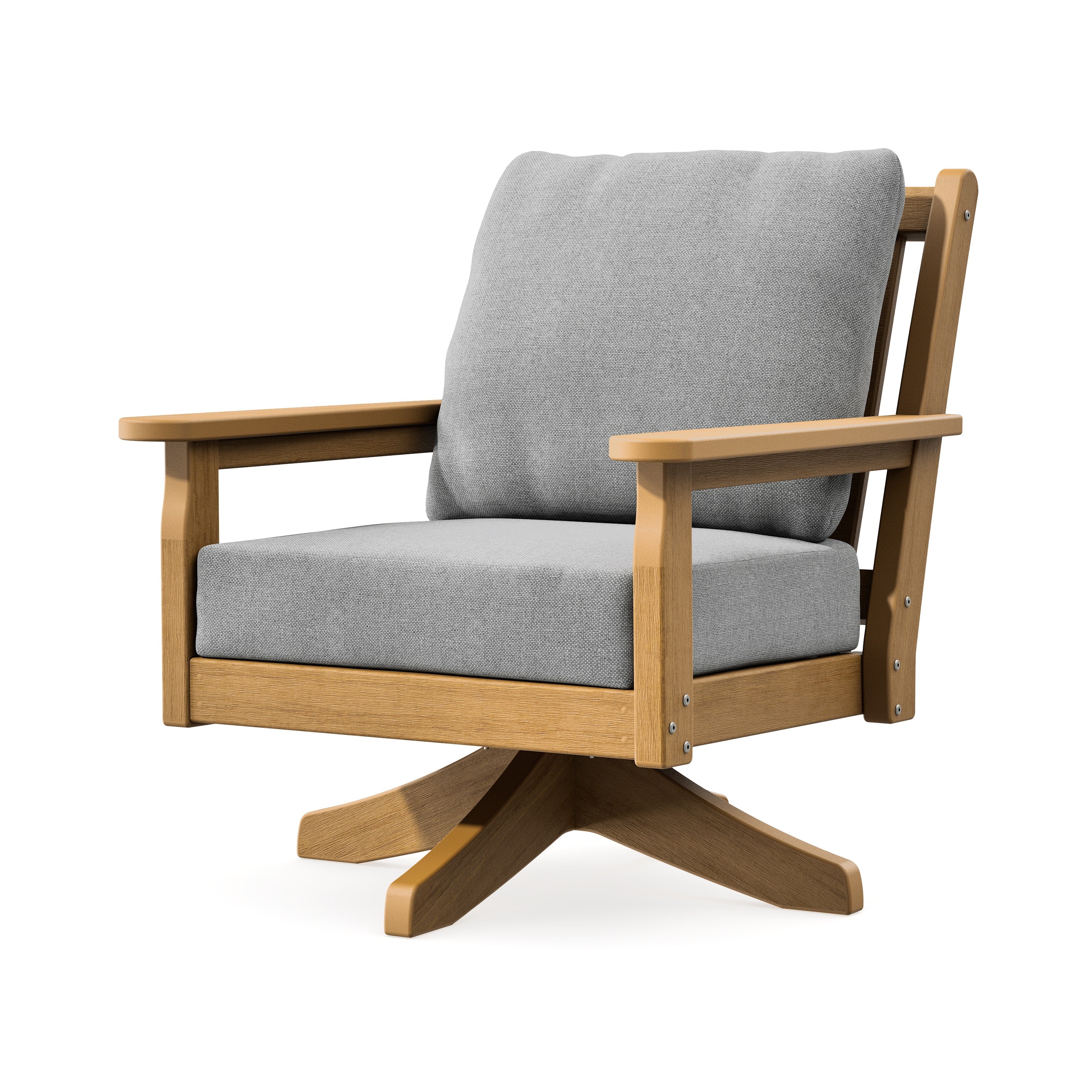 Chippendale Deep Seating Swivel Chair in Natural / Grey Mist