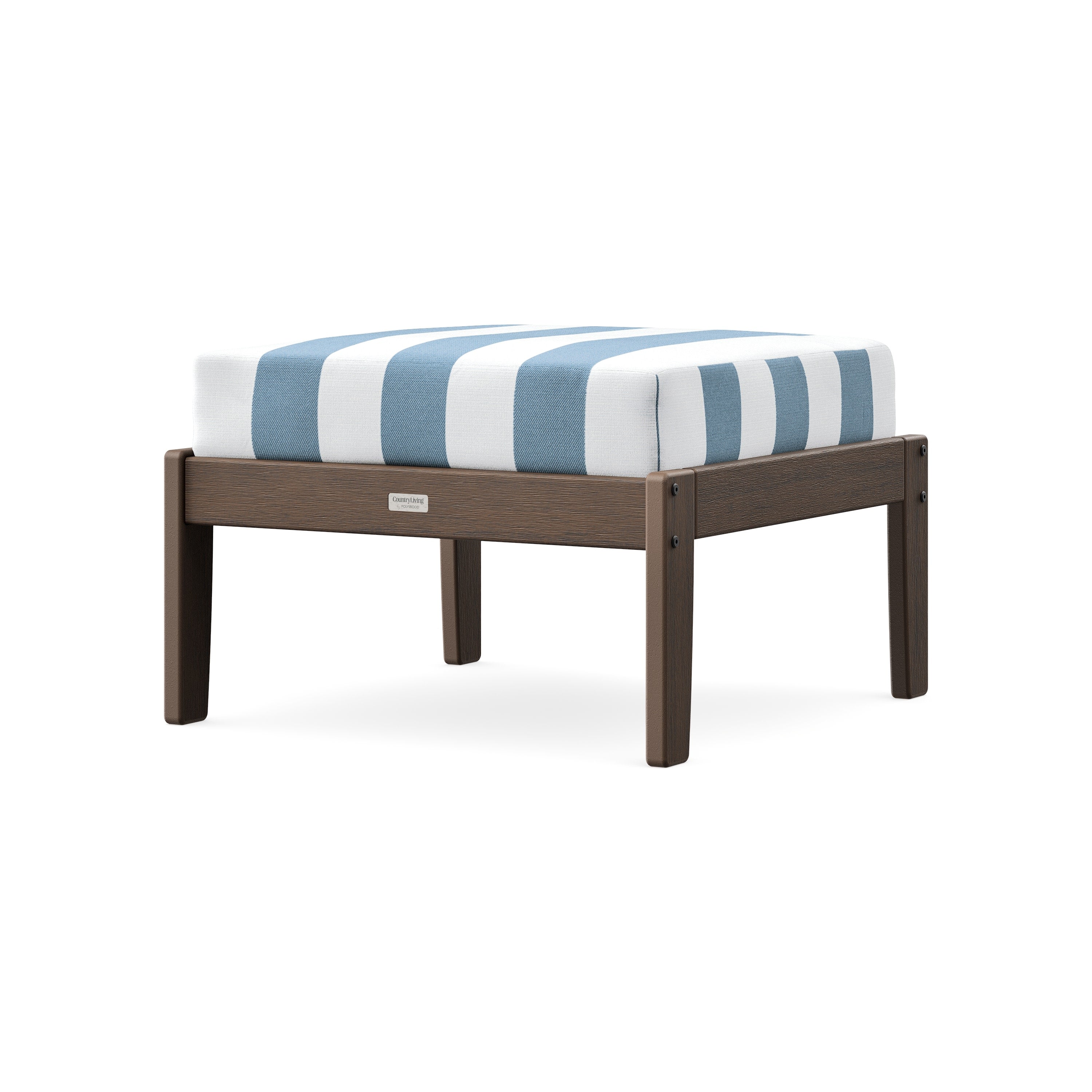 Cottage Deep Seating Ottoman in Kona / Cabana Stripe Sky Blue