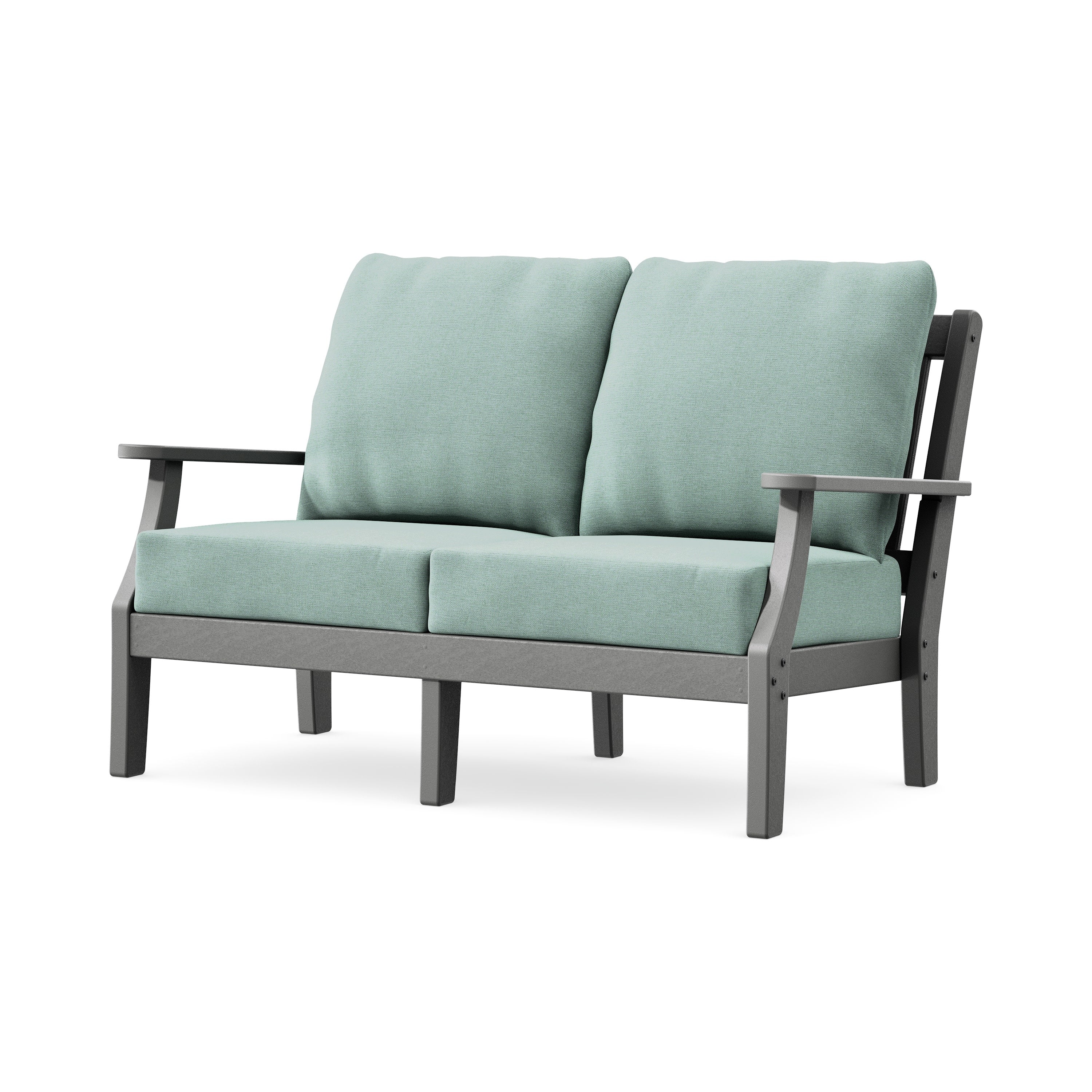 Chinoiserie Deep Seating Loveseat in Slate Grey / Glacier Spa
