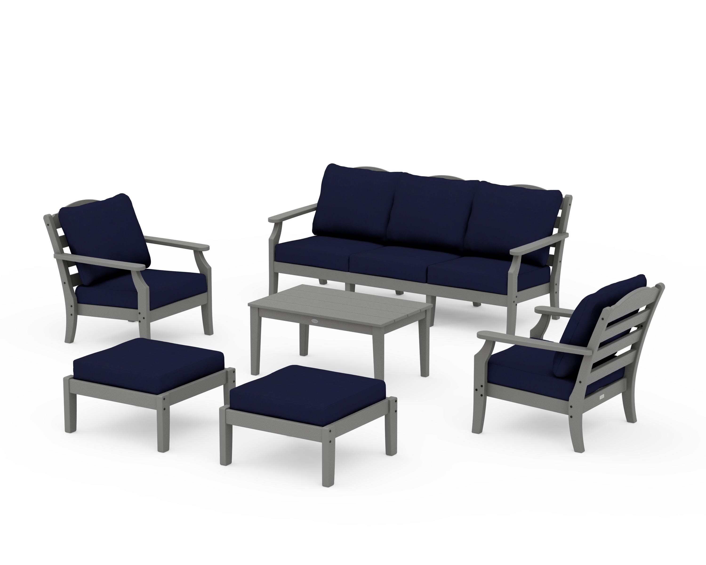 Savannah 6-Piece Lounge Sofa Set in Slate Grey / Navy