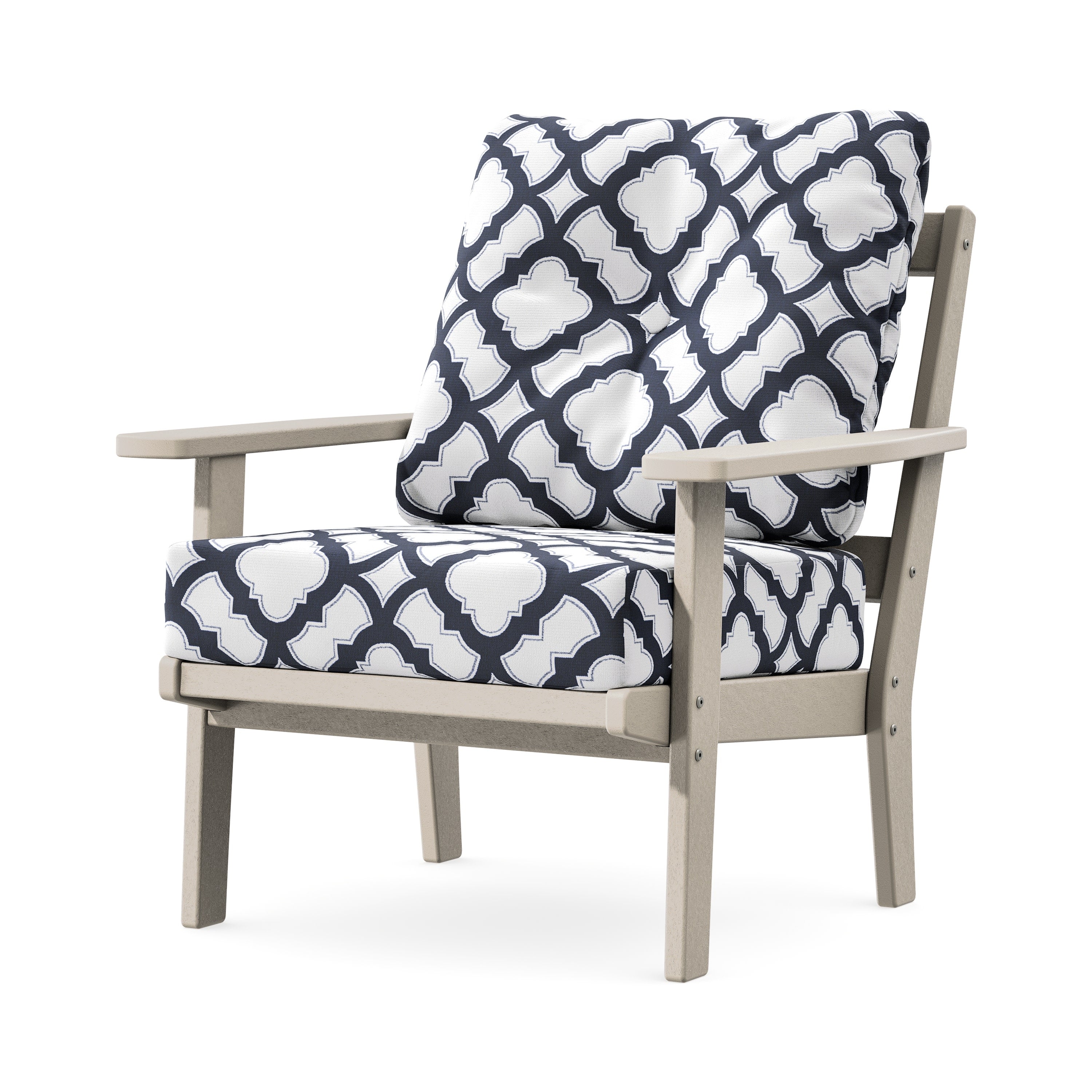 Prairie Deep Seating Chair in Sand / Trellis Navy