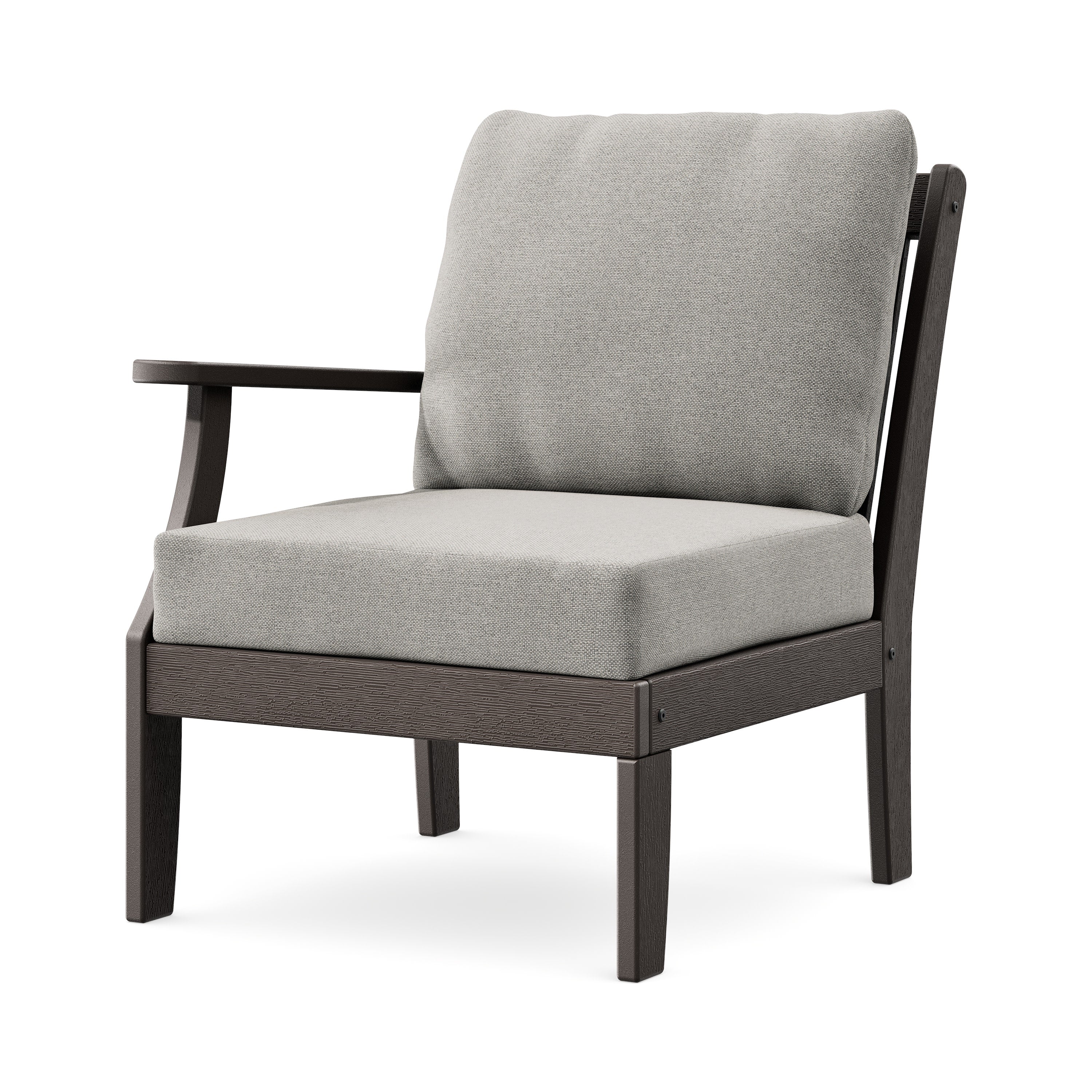 Braxton Modular Left Arm Chair in Vintage Coffee / Weathered Tweed