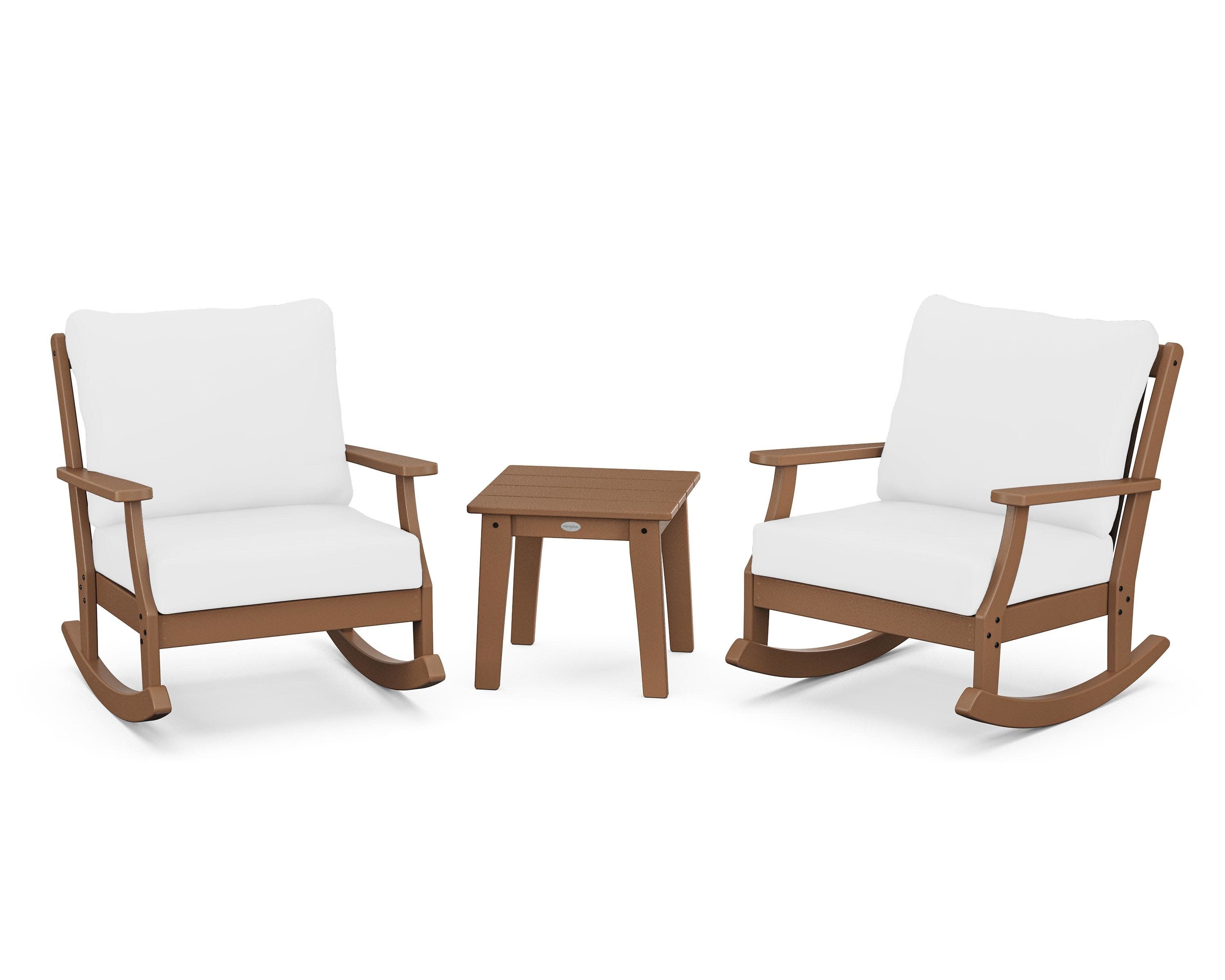 Braxton 3-Piece Deep Seating Rocker Set in Teak / Natural
