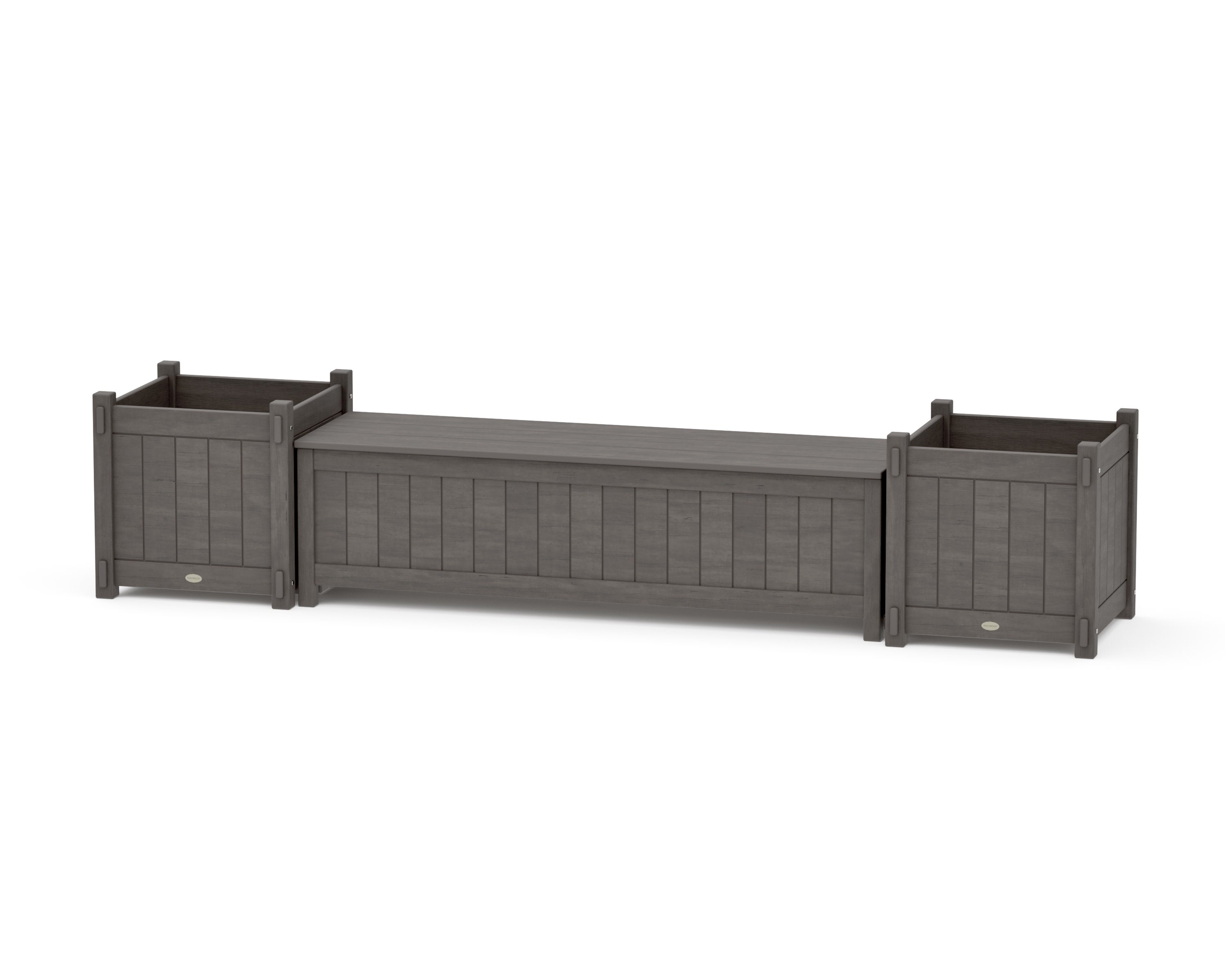 60" Vineyard Straight Planter Storage Bench Set- Large in Driftwood