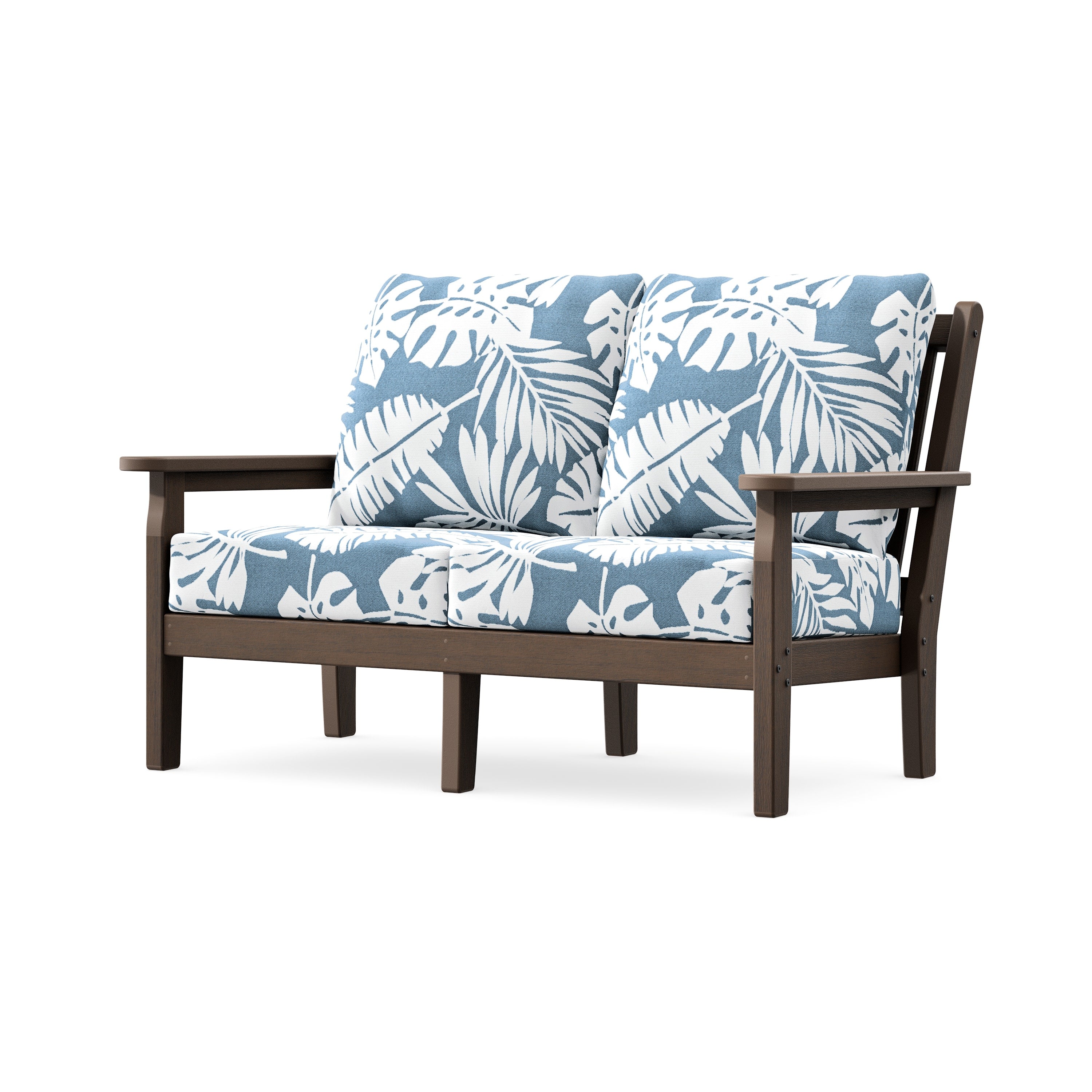 Chippendale Deep Seating Loveseat in Kona / Leaf Sky Blue