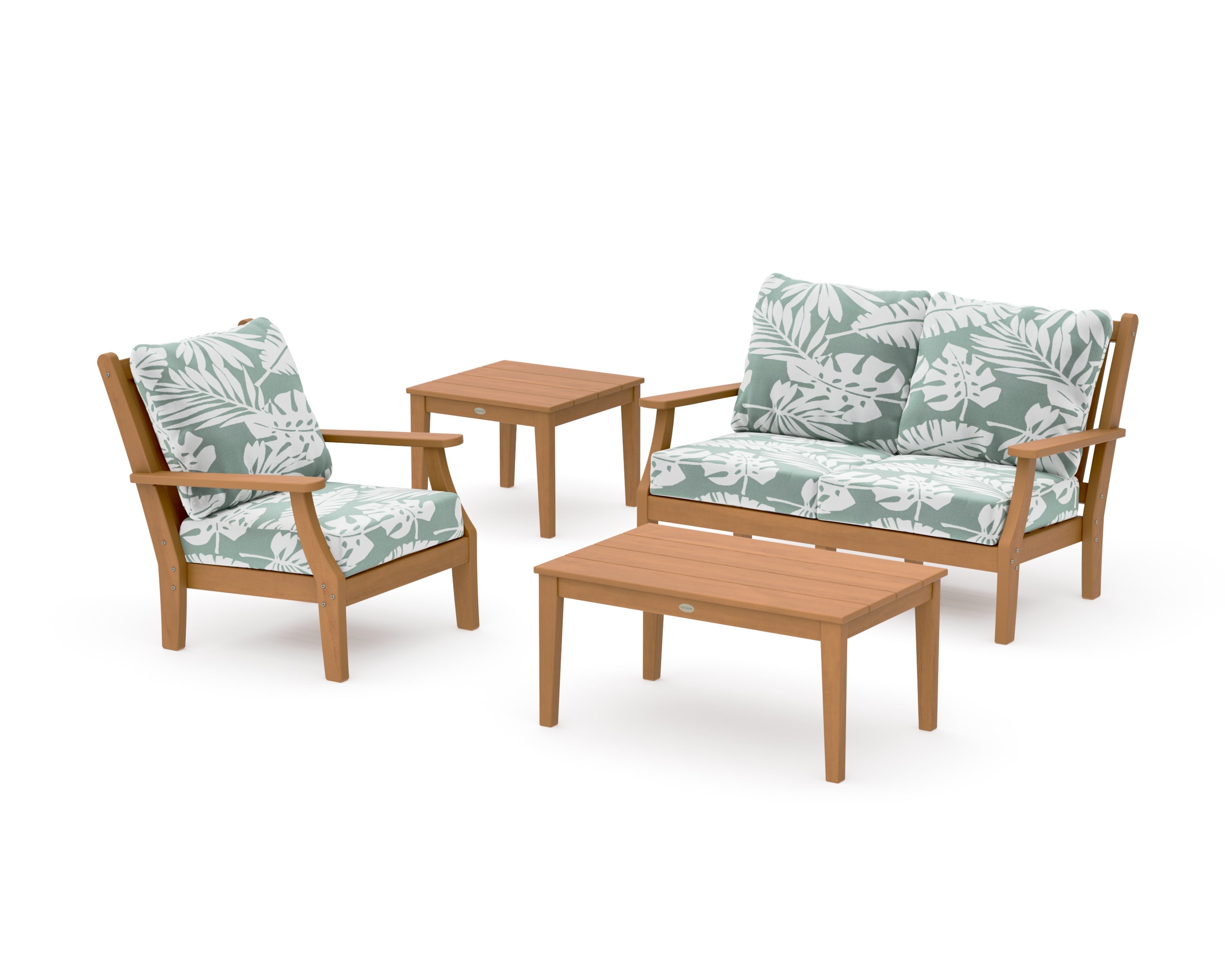 Wovendale 4-Piece Deep Seating Set in Natural / Leaf Glacier Spa